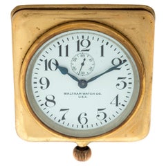 Vintage  Brass Cased Naval Bridge / Desk Clock by Waltham Watch Co. USA. 17 Jewel, 1930