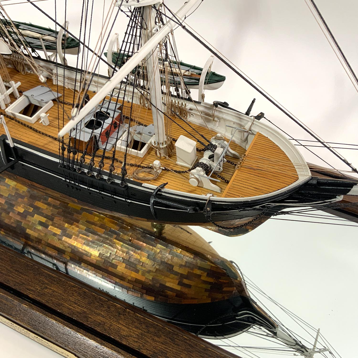 Brass Cased Ship Model of Whaleship Matilda, Sears of Dartmouth In Excellent Condition In Norwell, MA
