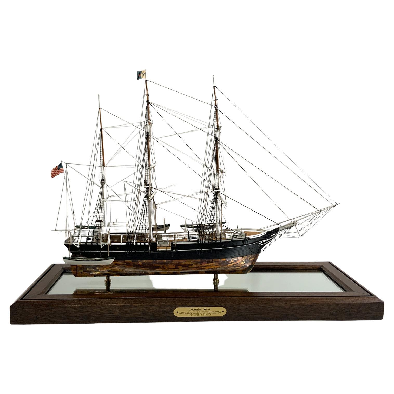 Brass Cased Ship Model of Whaleship Matilda, Sears of Dartmouth