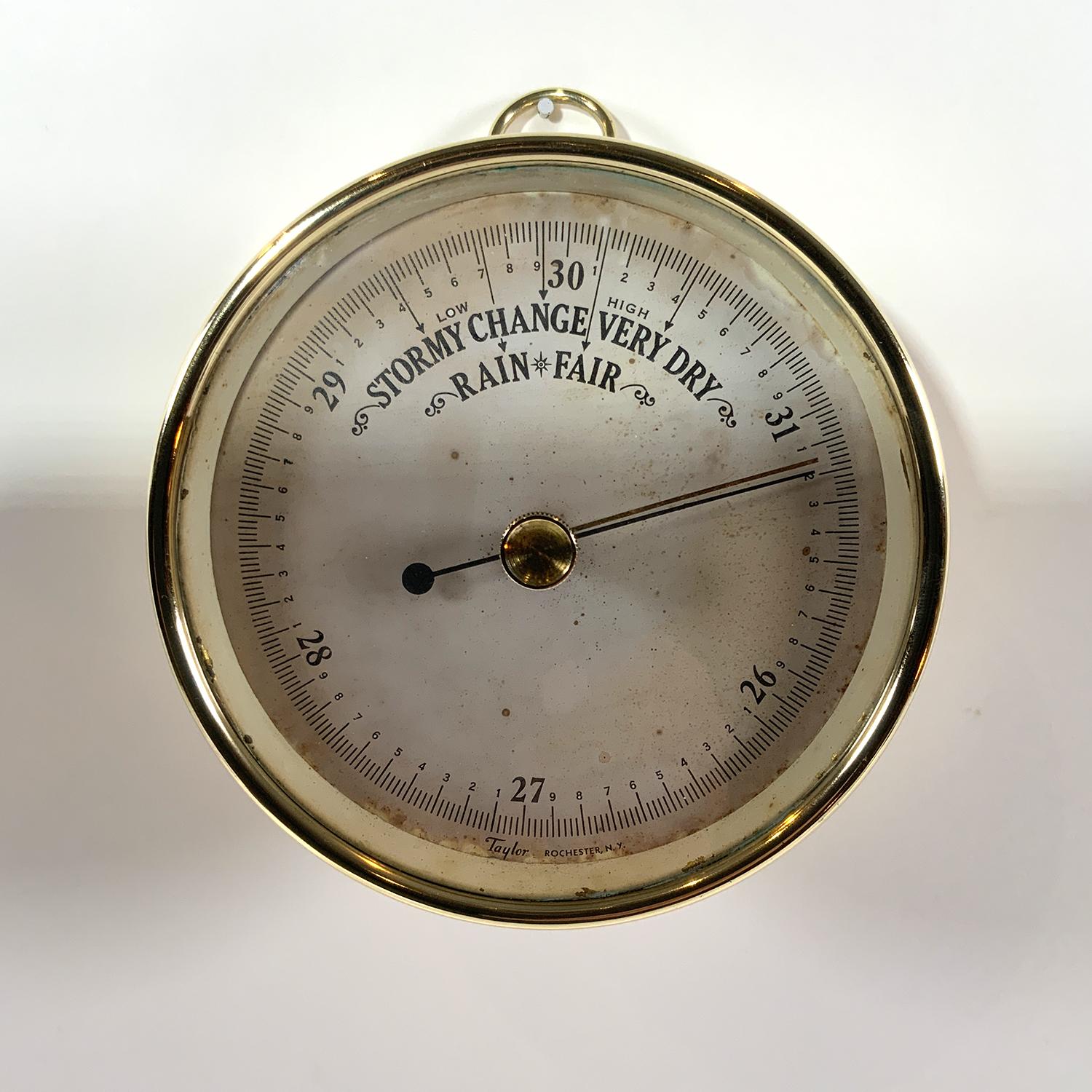 Gentleman's solid brass library barometer. Also known as a 