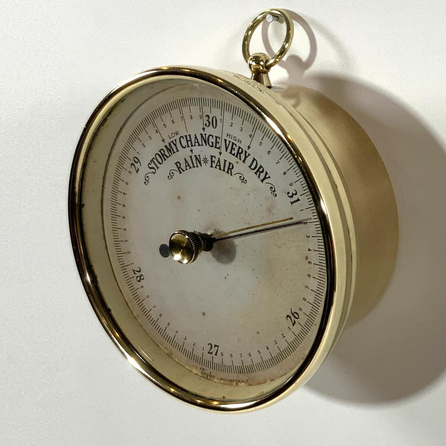 Brass Cased Storm Change Barometer In Good Condition In Norwell, MA