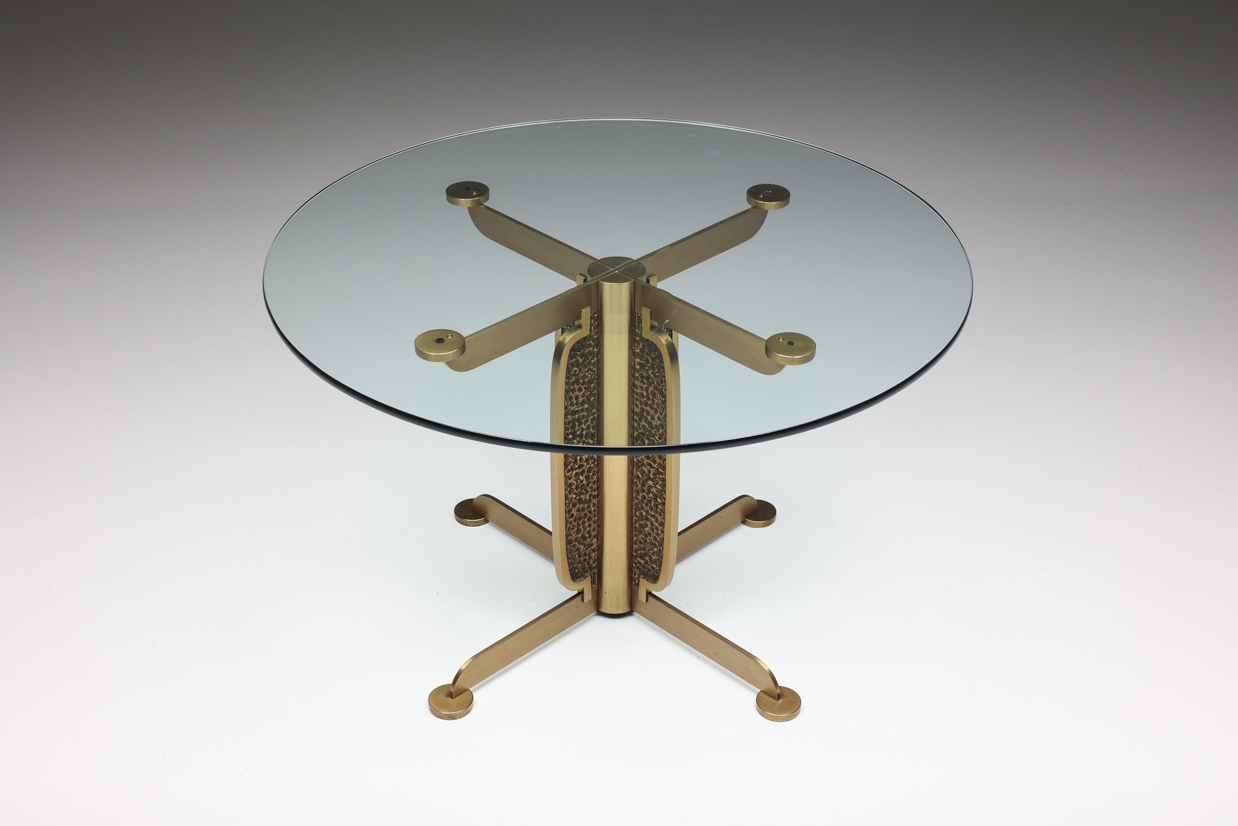 Italian Brass Cast Dining Table by Luciano Frigerio, Italy, 1970s For Sale
