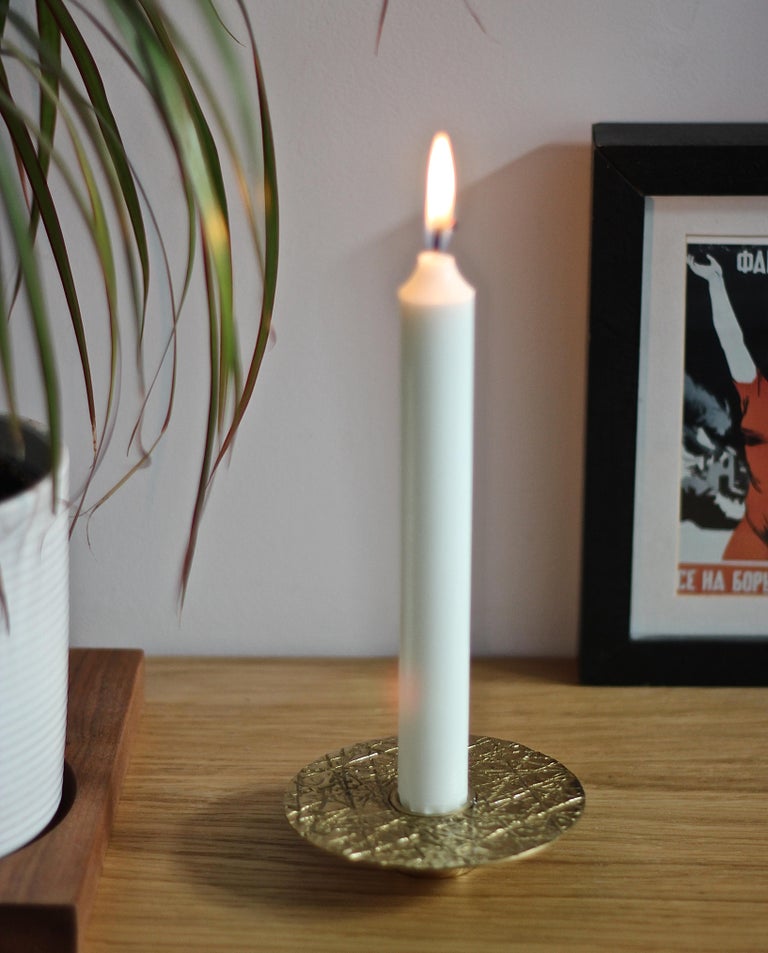 Brass Cast Kutch Taper Candle Holder For Sale at 1stDibs