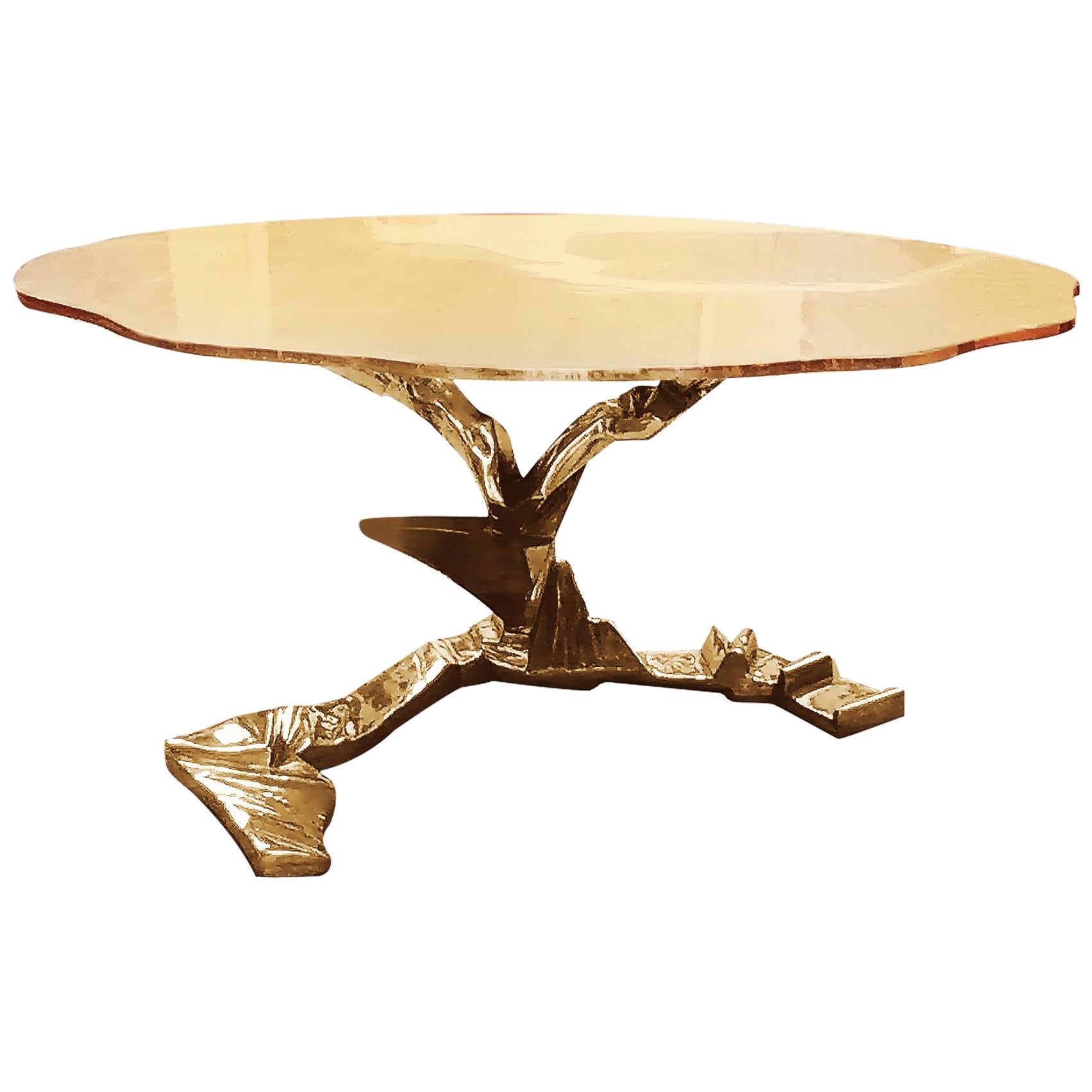 Brass Cast Sculpture Dining / Foyer Table, Phoenix