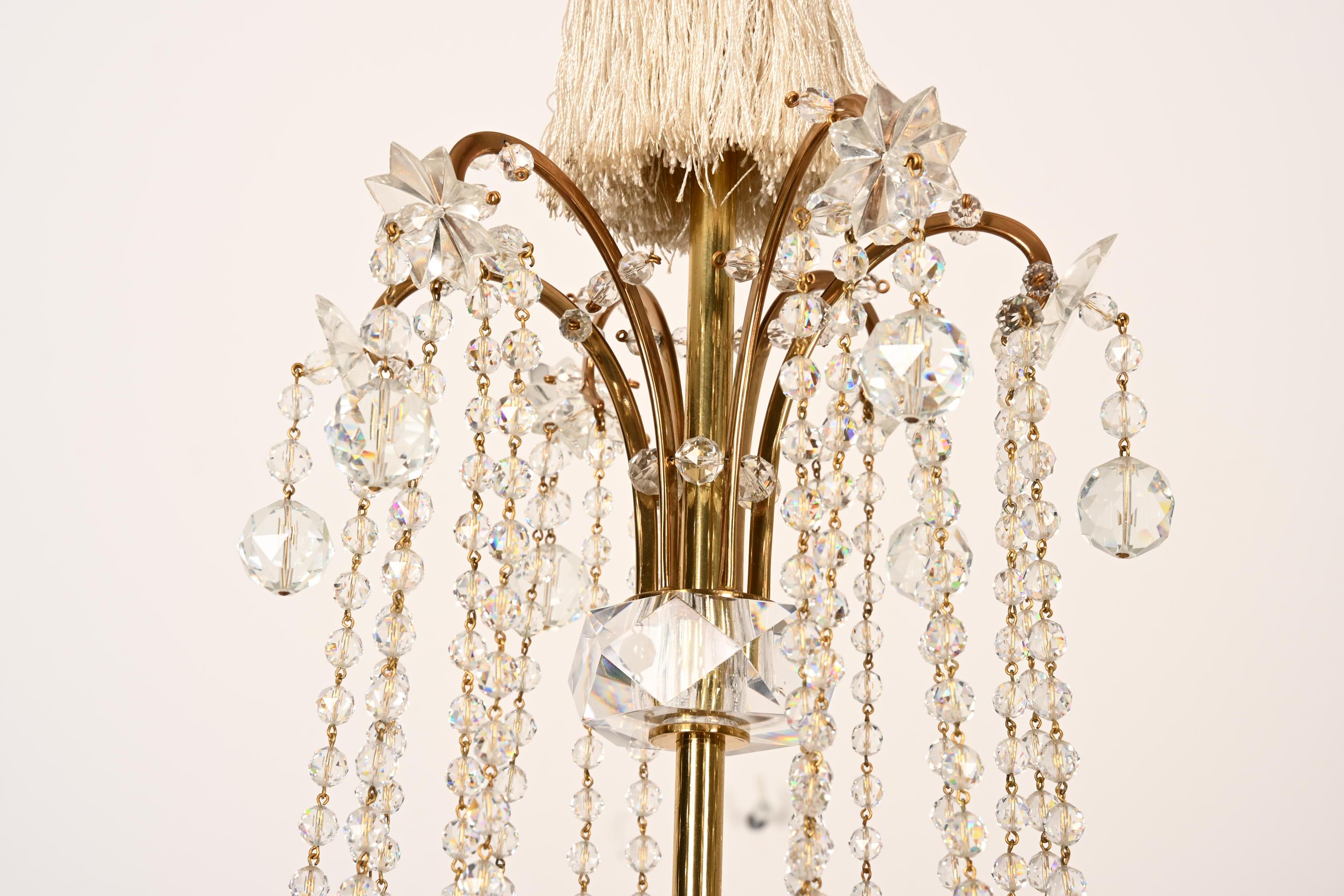 Brass Cat Crystal Chandelier by J.L Lobmeyr For Sale 4