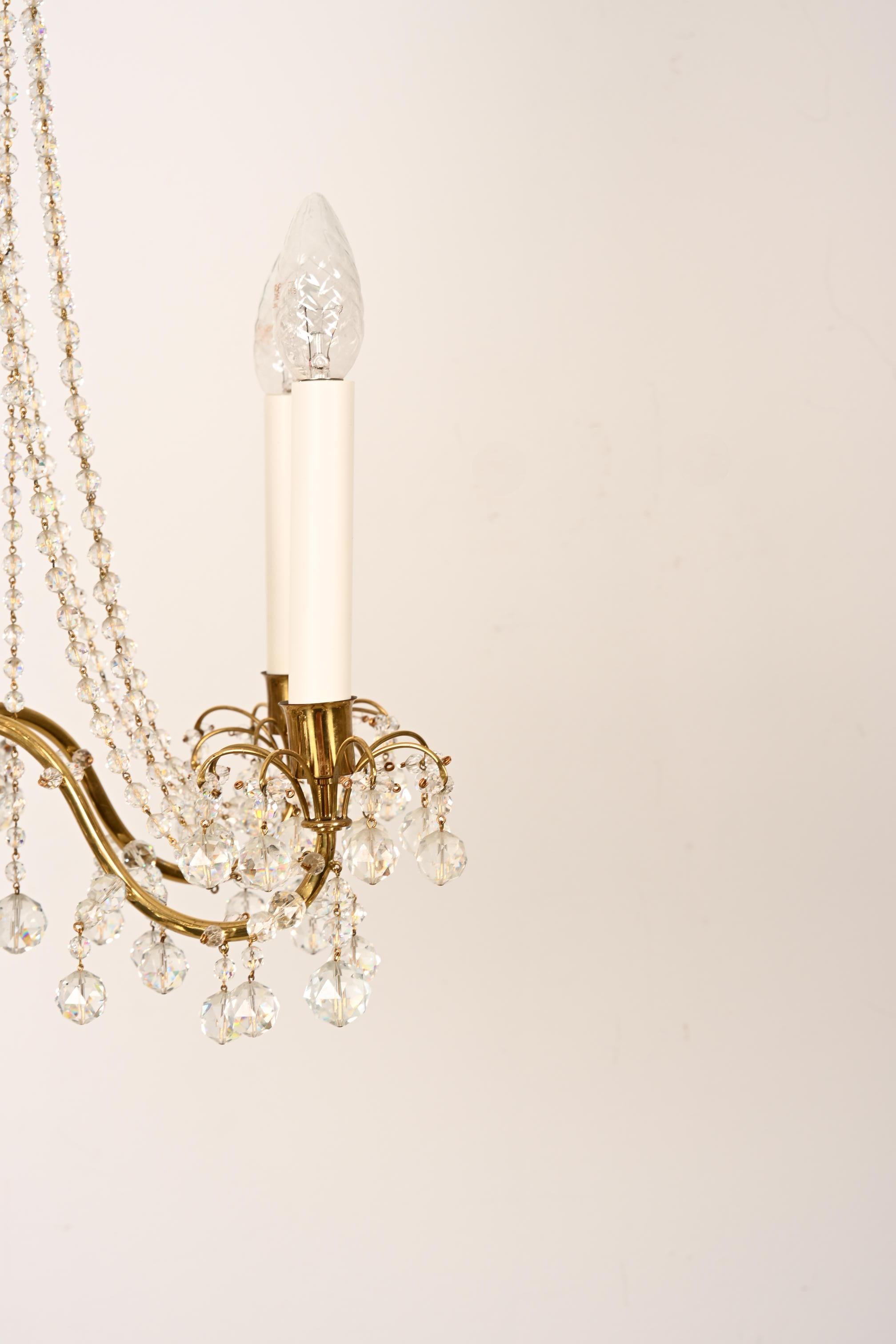 Austrian Brass Cat Crystal Chandelier by J.L Lobmeyr For Sale
