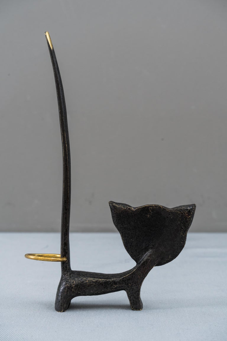 Brass Cat Figurine Pretzel Holder, Ring Holder Attributed to Richard ...