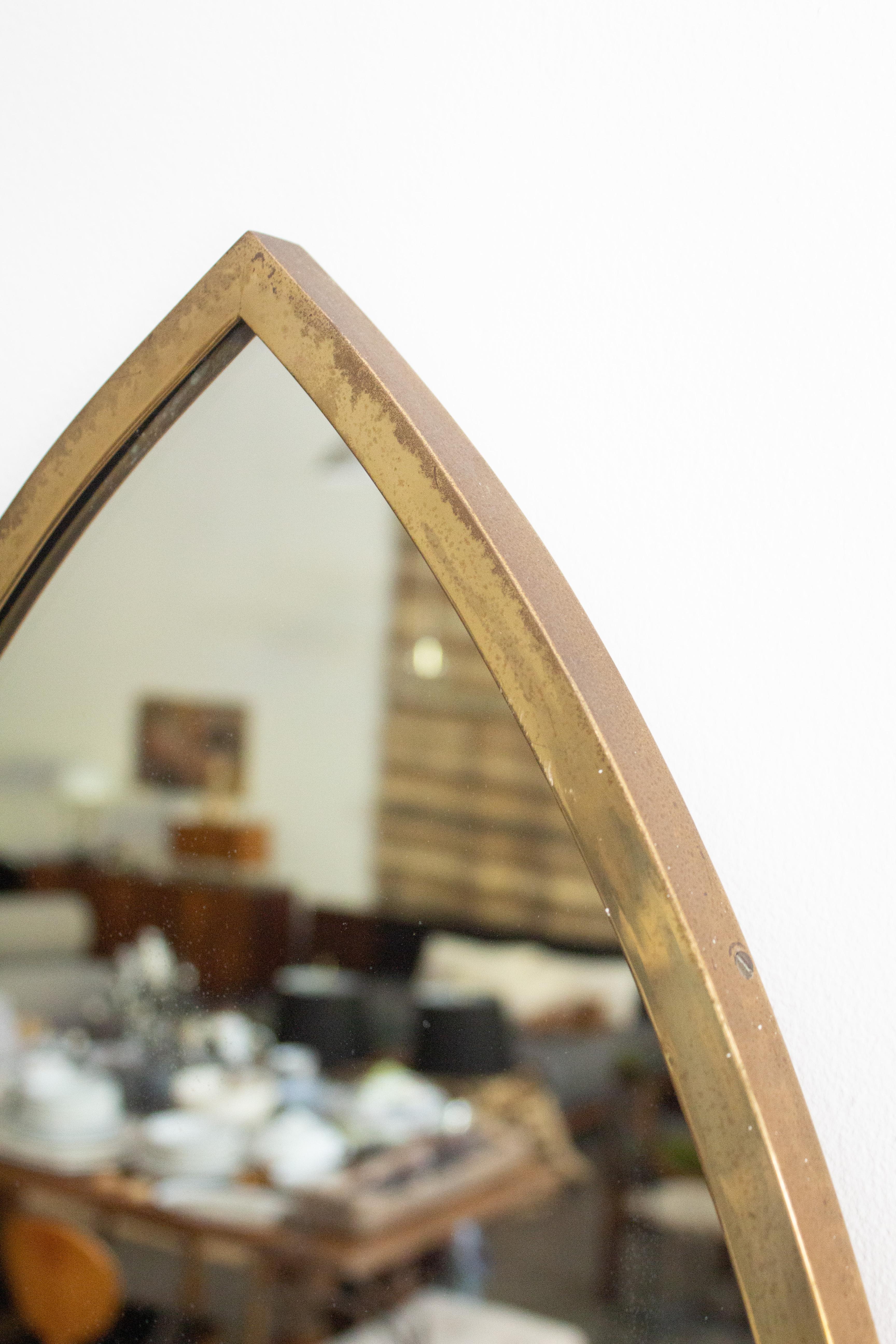 Mid-20th Century Brass Cathedral Arch Mirror, Italy 1950s For Sale