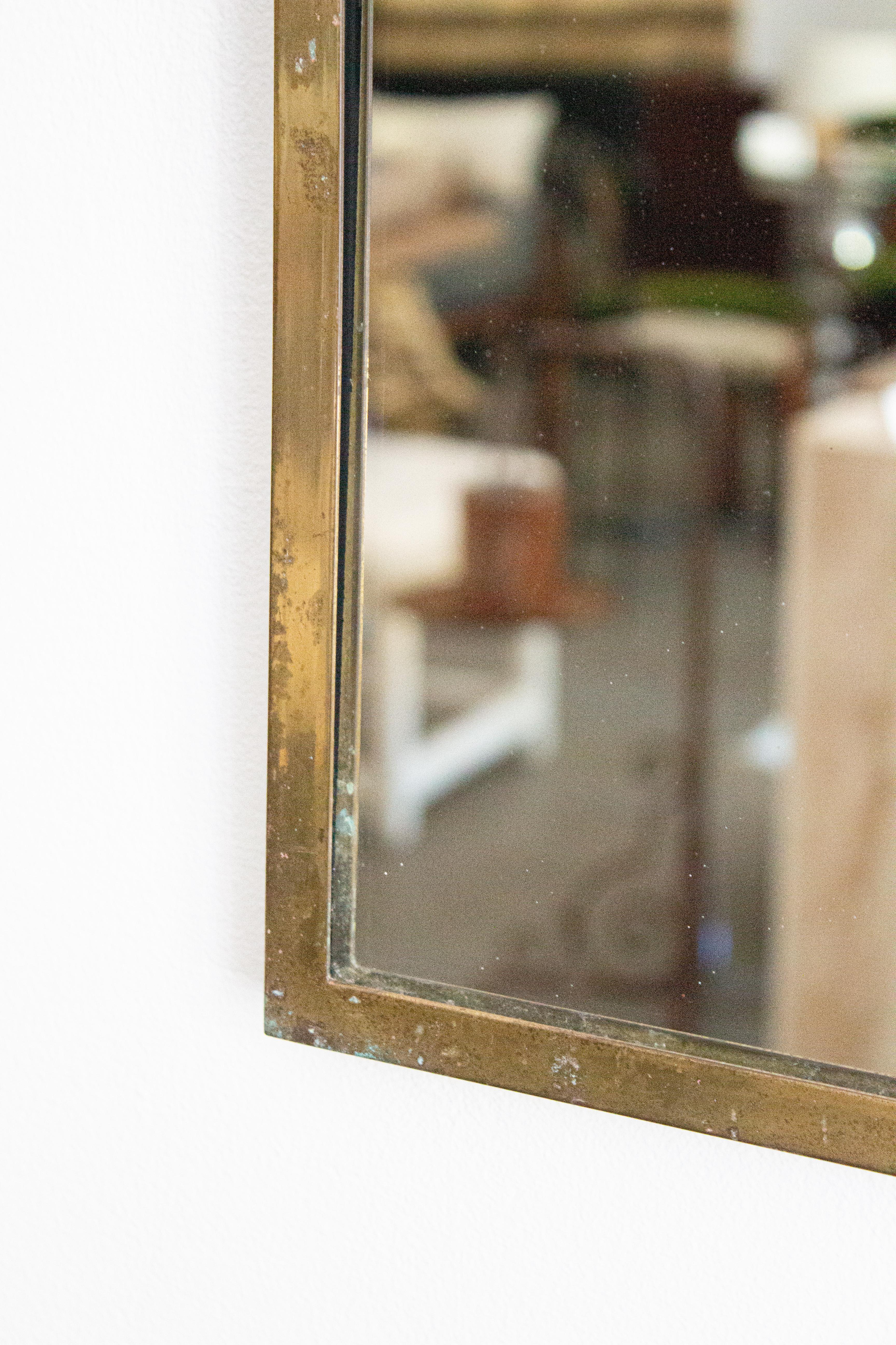 Brass Cathedral Arch Mirror, Italy 1950s For Sale 1