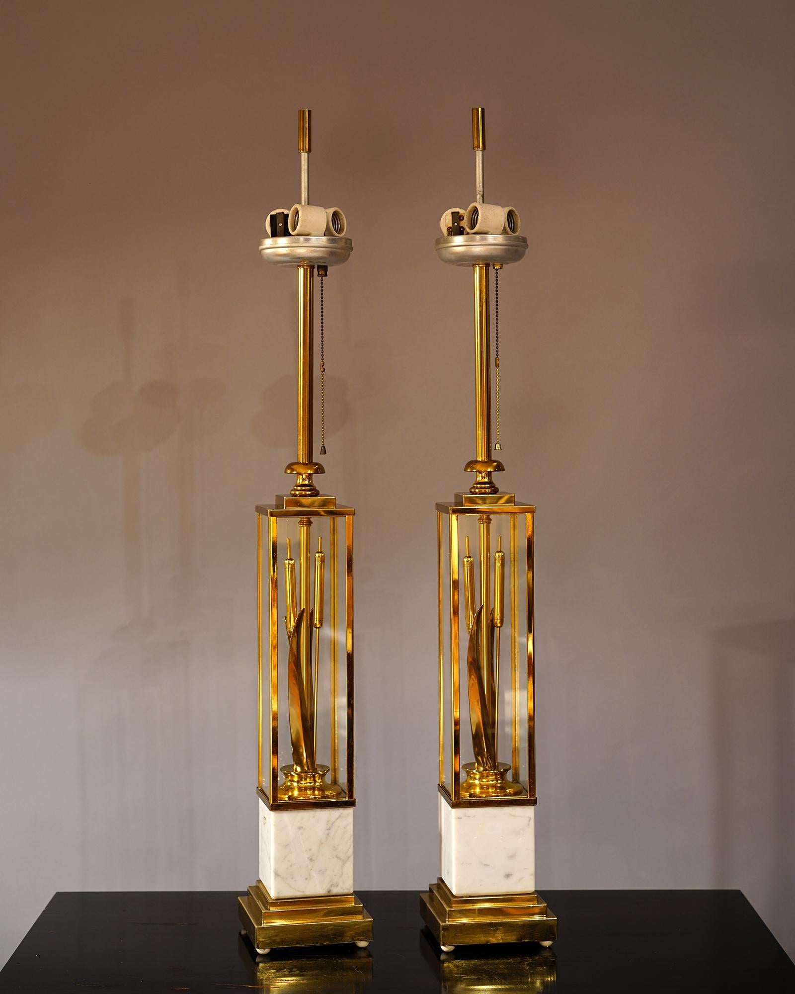 Brass Catttails Lamp For Sale 9