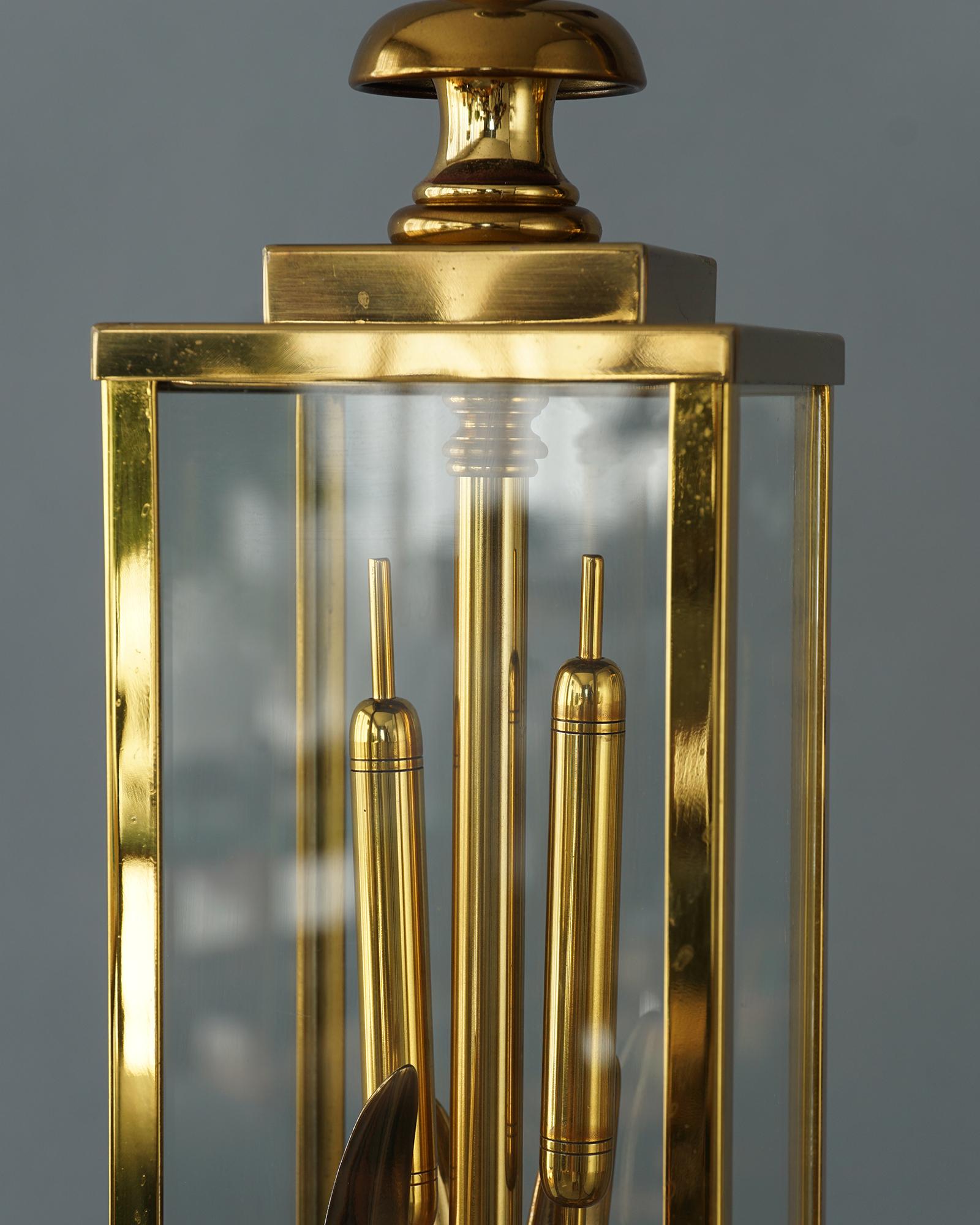 Mid-Century Modern Brass Catttails Lamp For Sale