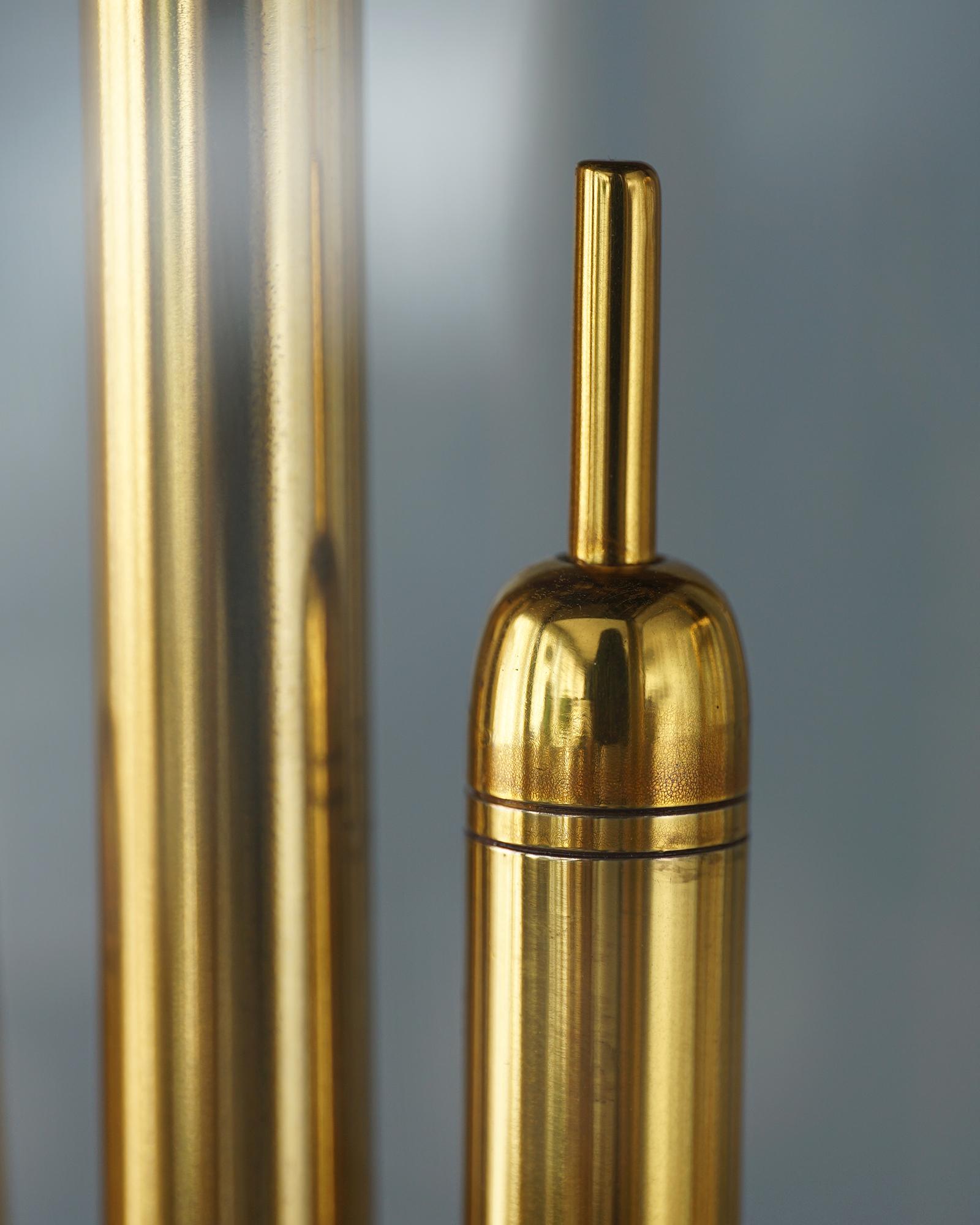American Brass Catttails Lamp For Sale