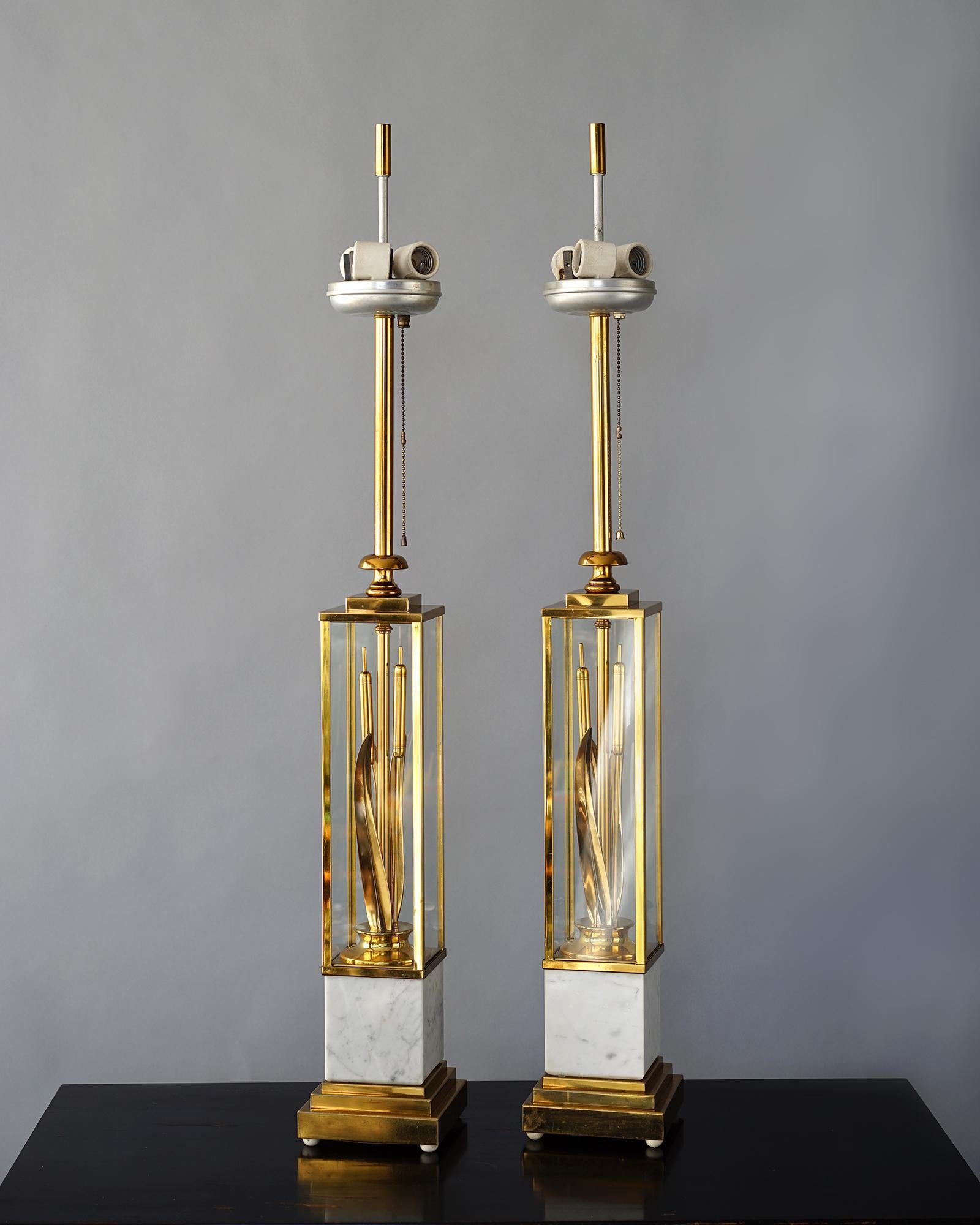 Brass Catttails Lamp For Sale 1