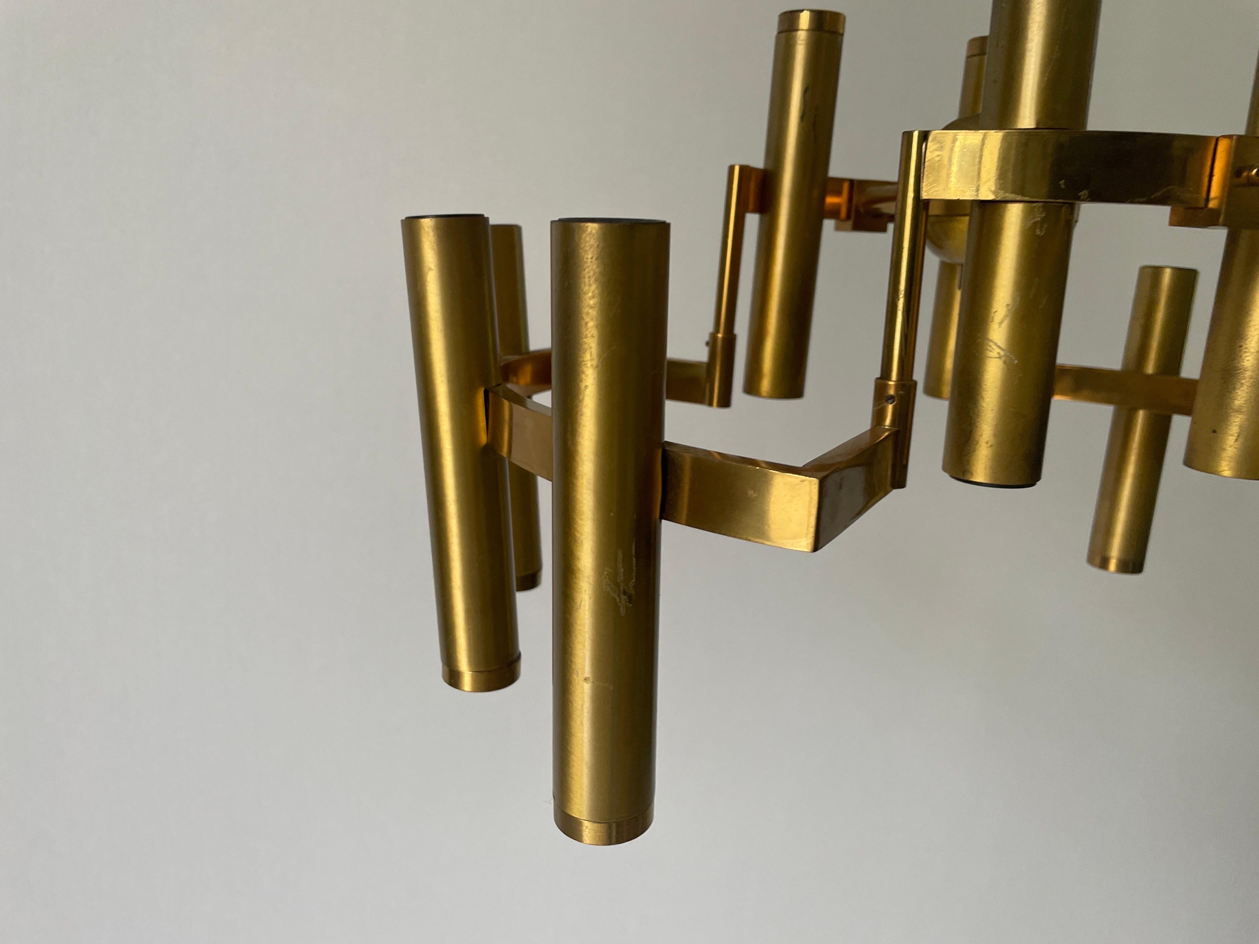 Lampada da soffitto in ottone di Gaetano Sciolari, anni '60, Italia in vendita 3
