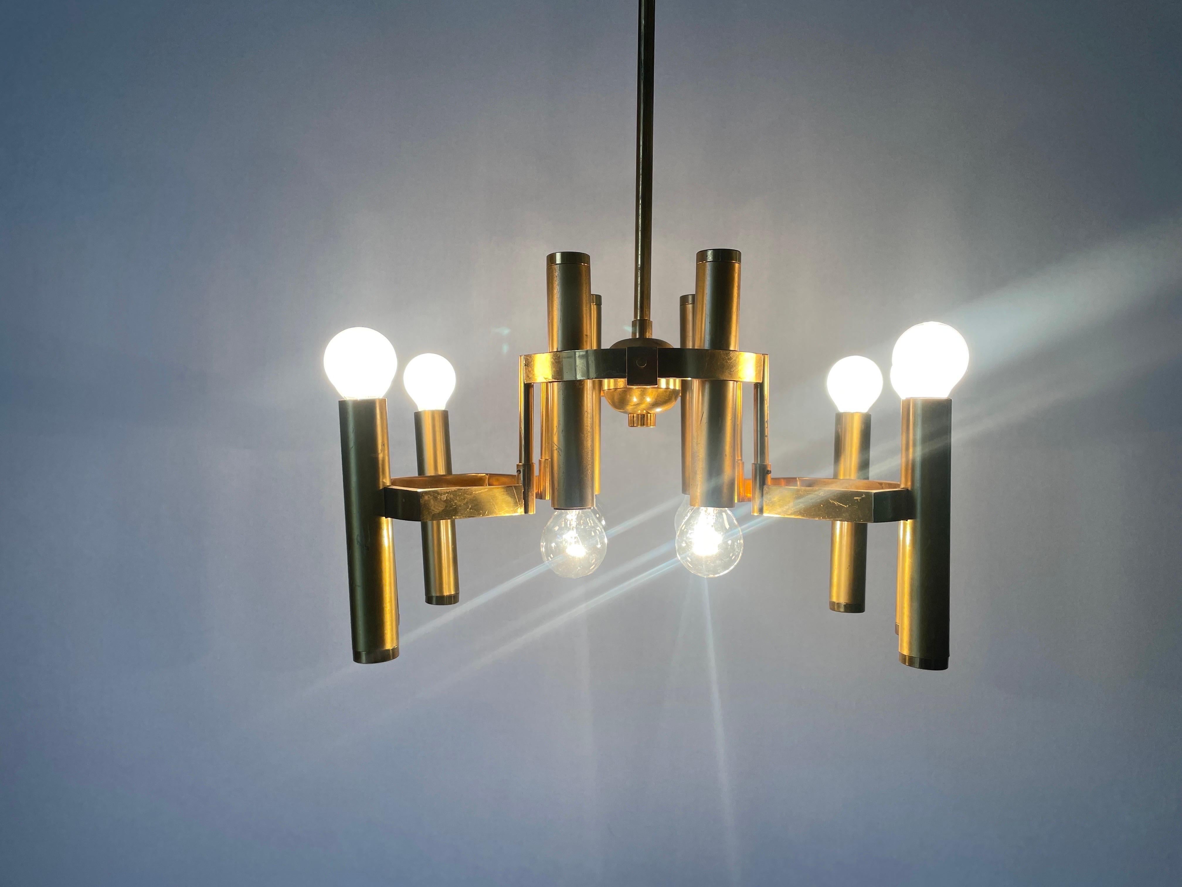 Lampada da soffitto in ottone di Gaetano Sciolari, anni '60, Italia in vendita 6