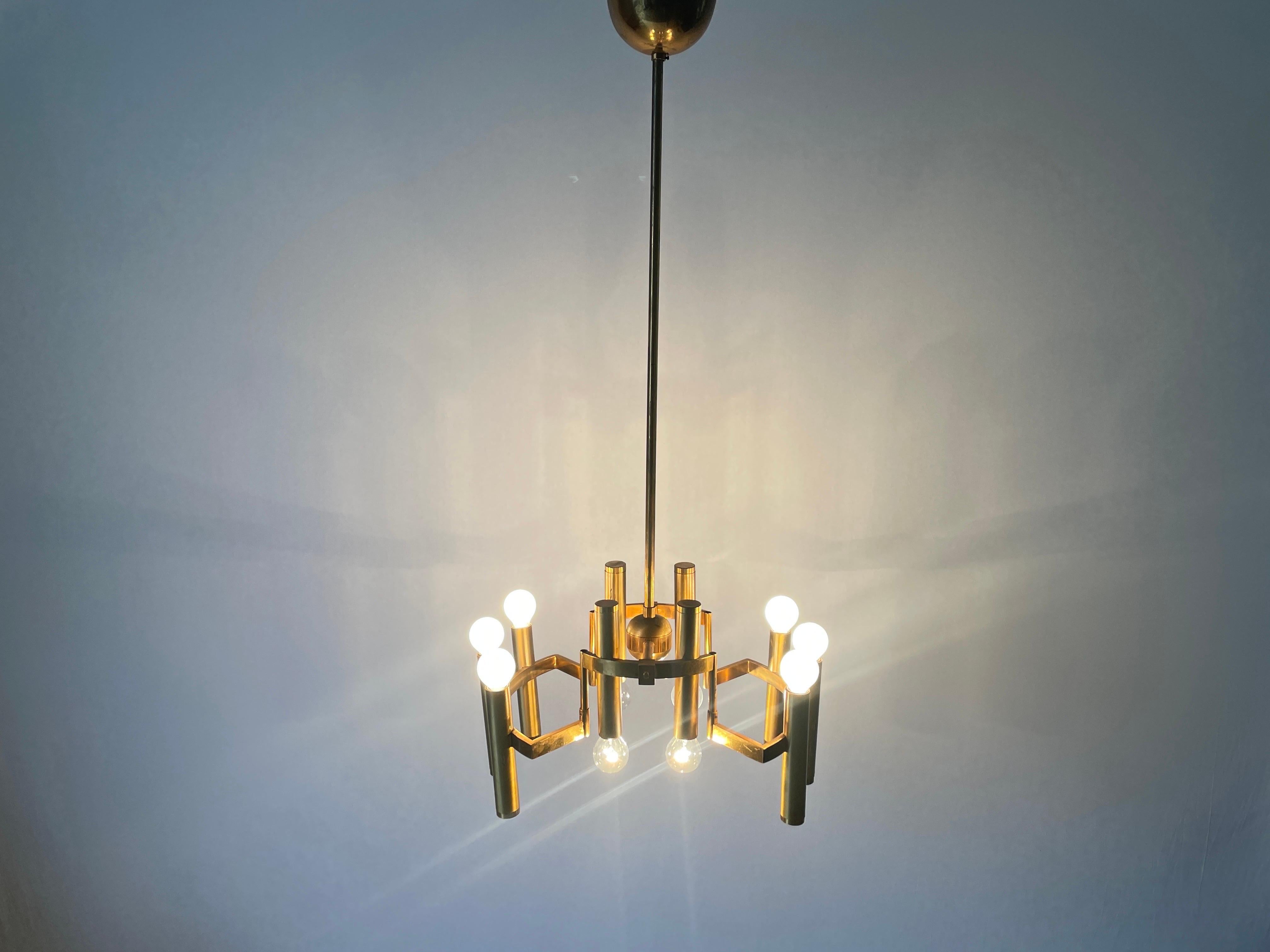 Lampada da soffitto in ottone di Gaetano Sciolari, anni '60, Italia in vendita 9