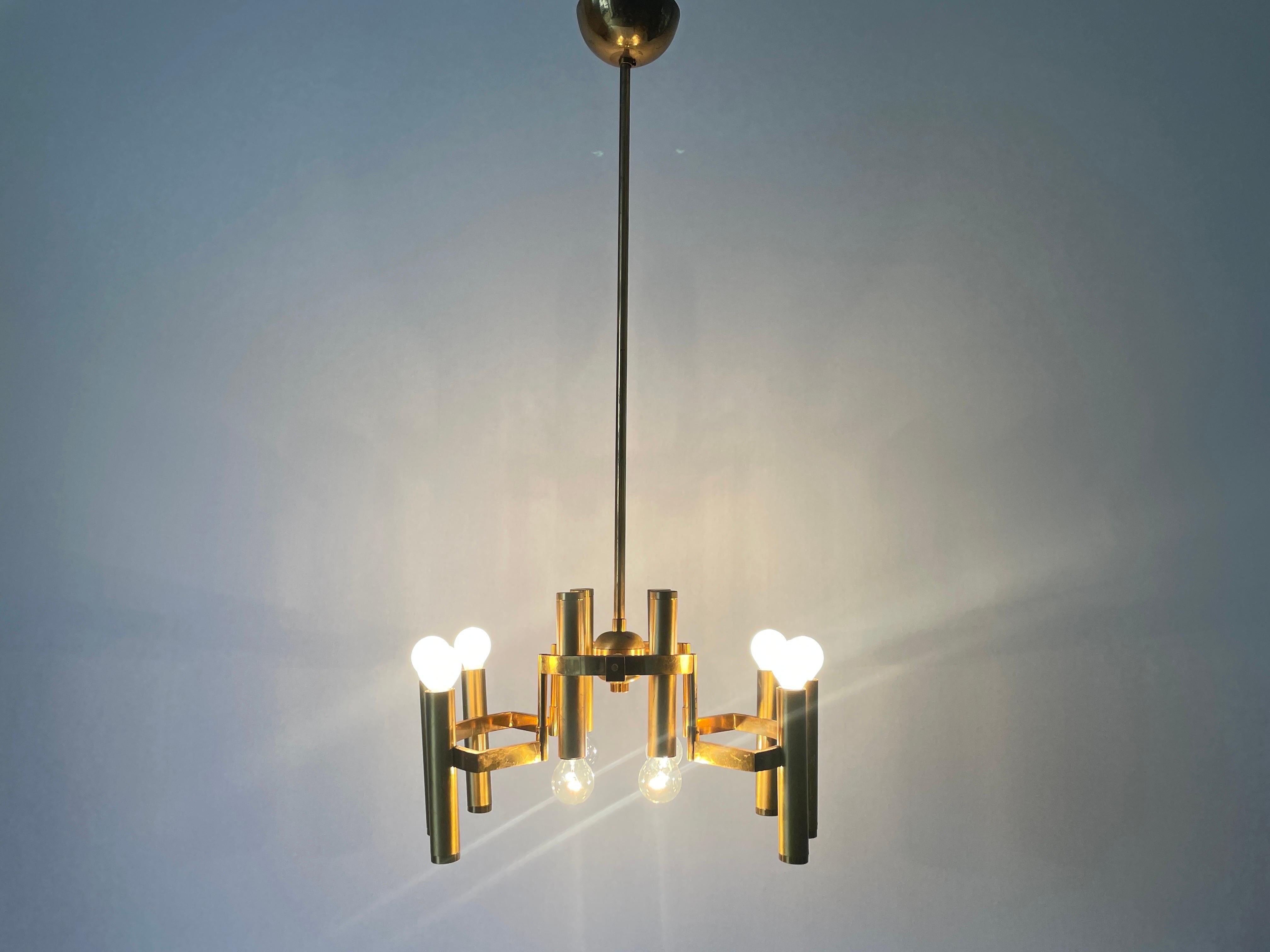 Lampada da soffitto in ottone di Gaetano Sciolari, anni '60, Italia in vendita 10