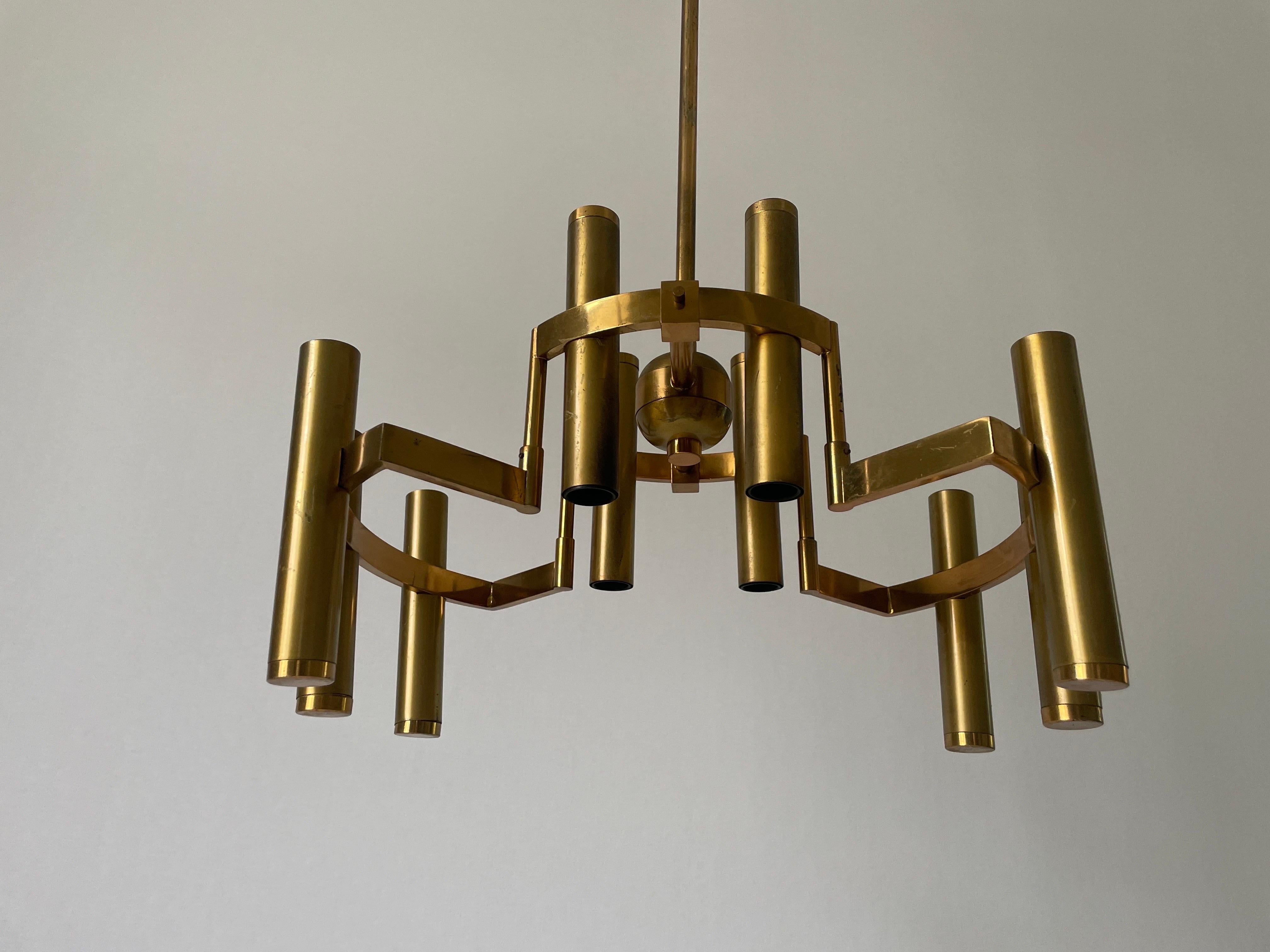Mid-Century moderno Lampada da soffitto in ottone di Gaetano Sciolari, anni '60, Italia in vendita