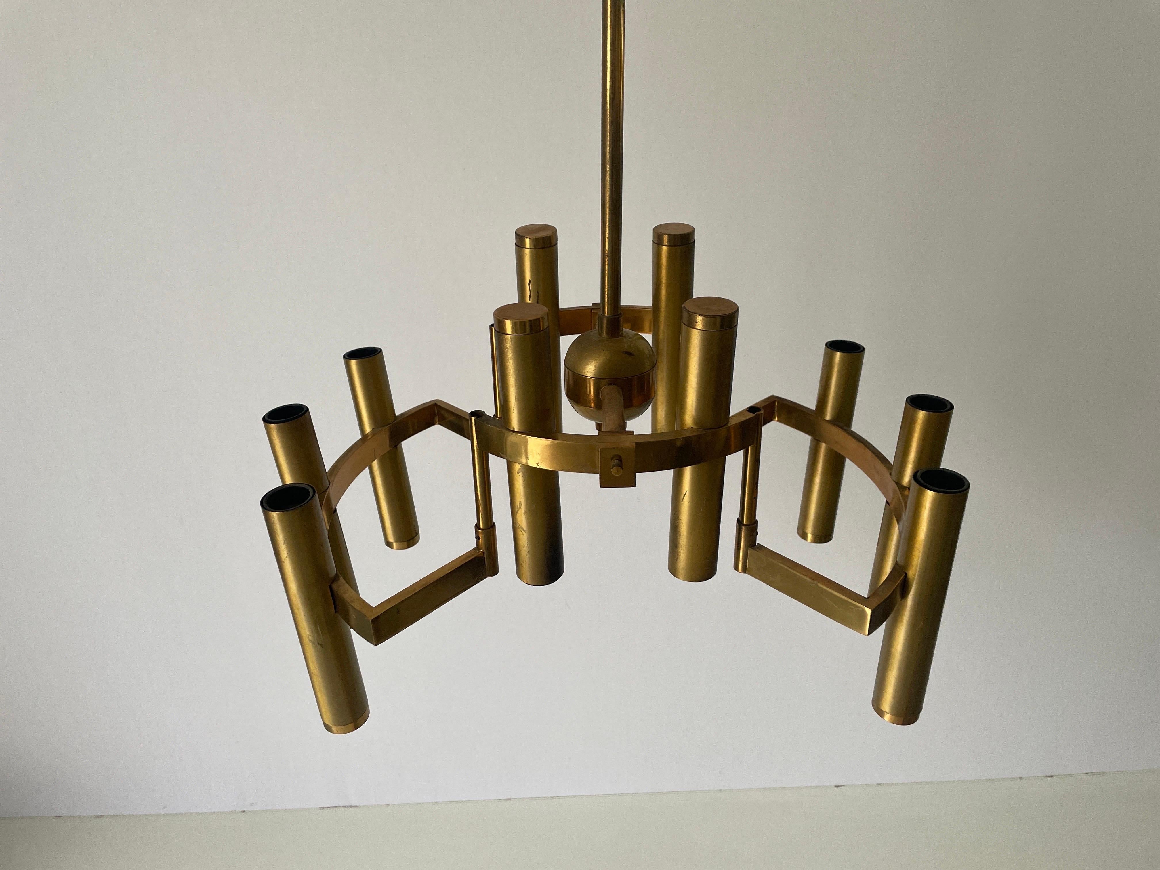 Italiano Lampada da soffitto in ottone di Gaetano Sciolari, anni '60, Italia in vendita