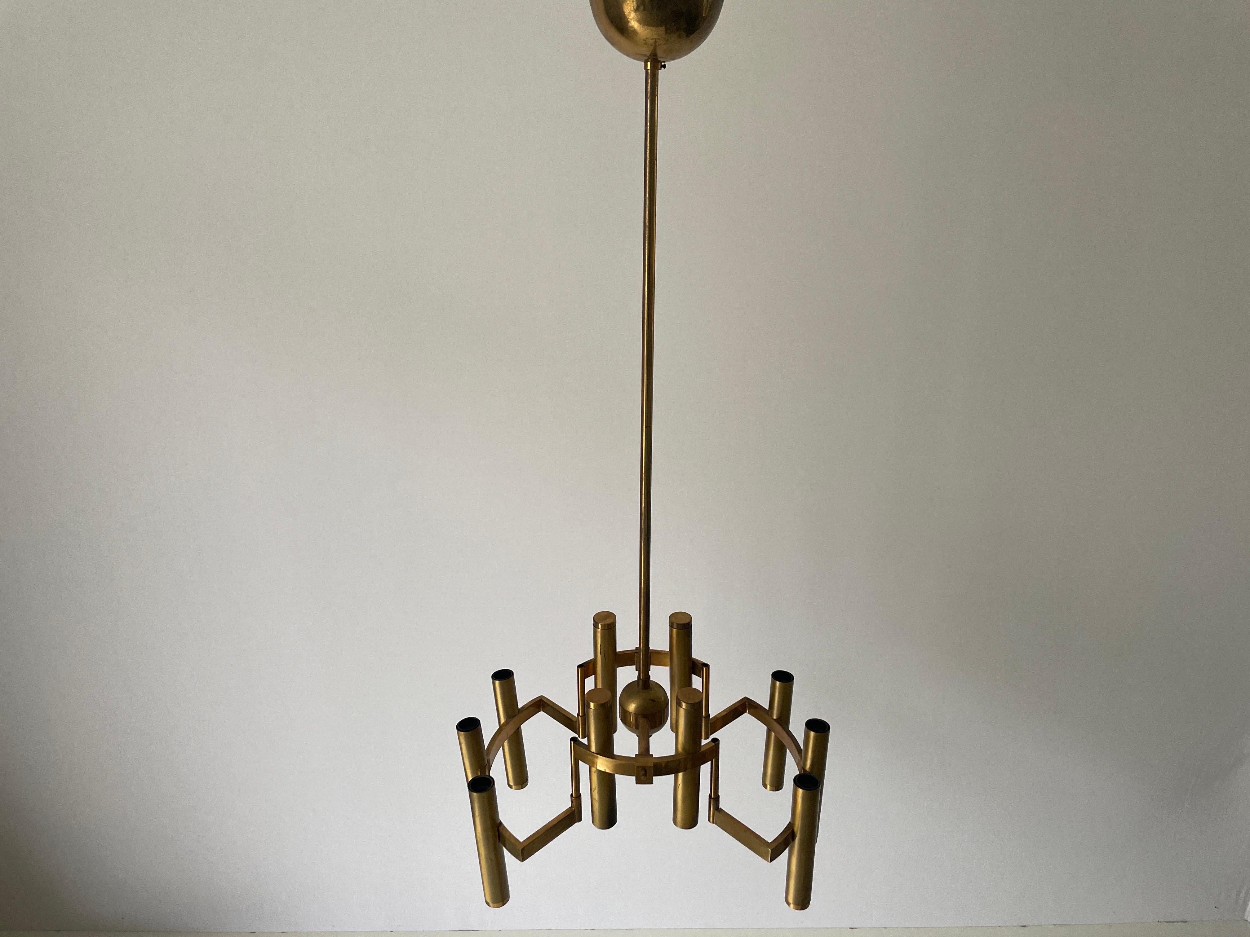 Metà XX secolo Lampada da soffitto in ottone di Gaetano Sciolari, anni '60, Italia in vendita