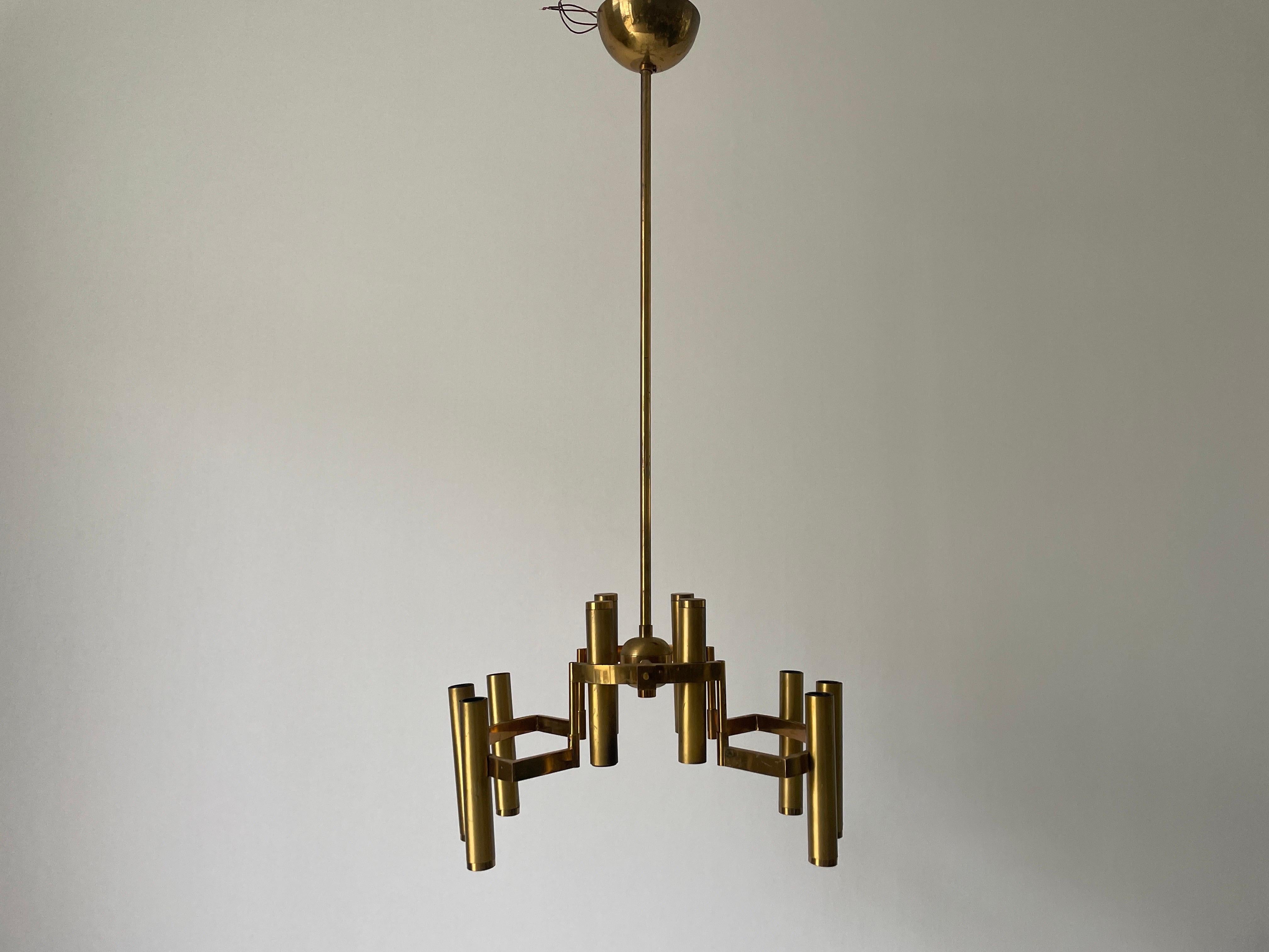 Ottone Lampada da soffitto in ottone di Gaetano Sciolari, anni '60, Italia in vendita
