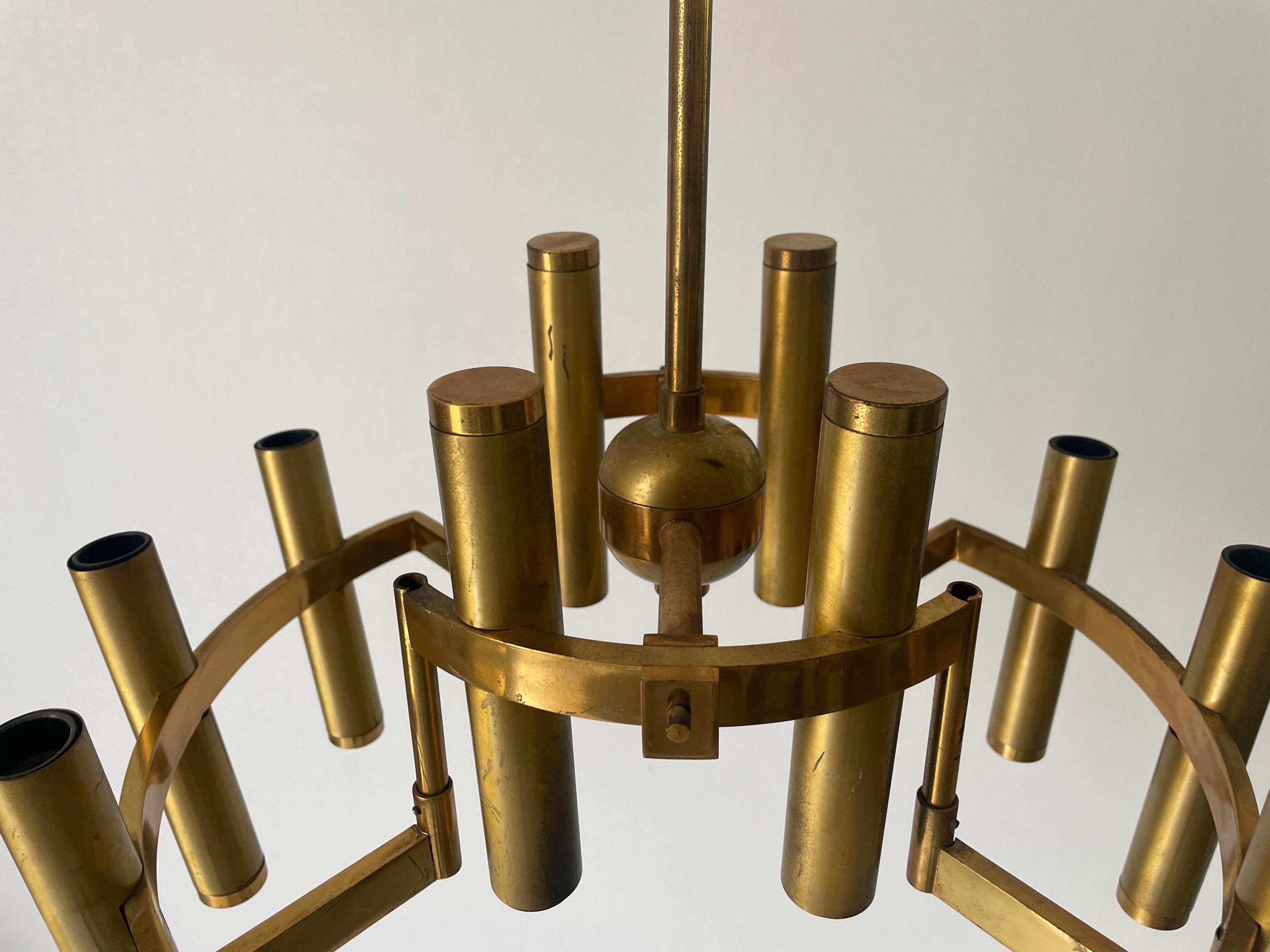 Lampada da soffitto in ottone di Gaetano Sciolari, anni '60, Italia in vendita 1