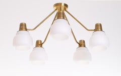 Lampada da soffitto in ottone di Hans Bergström, Svezia, anni '50