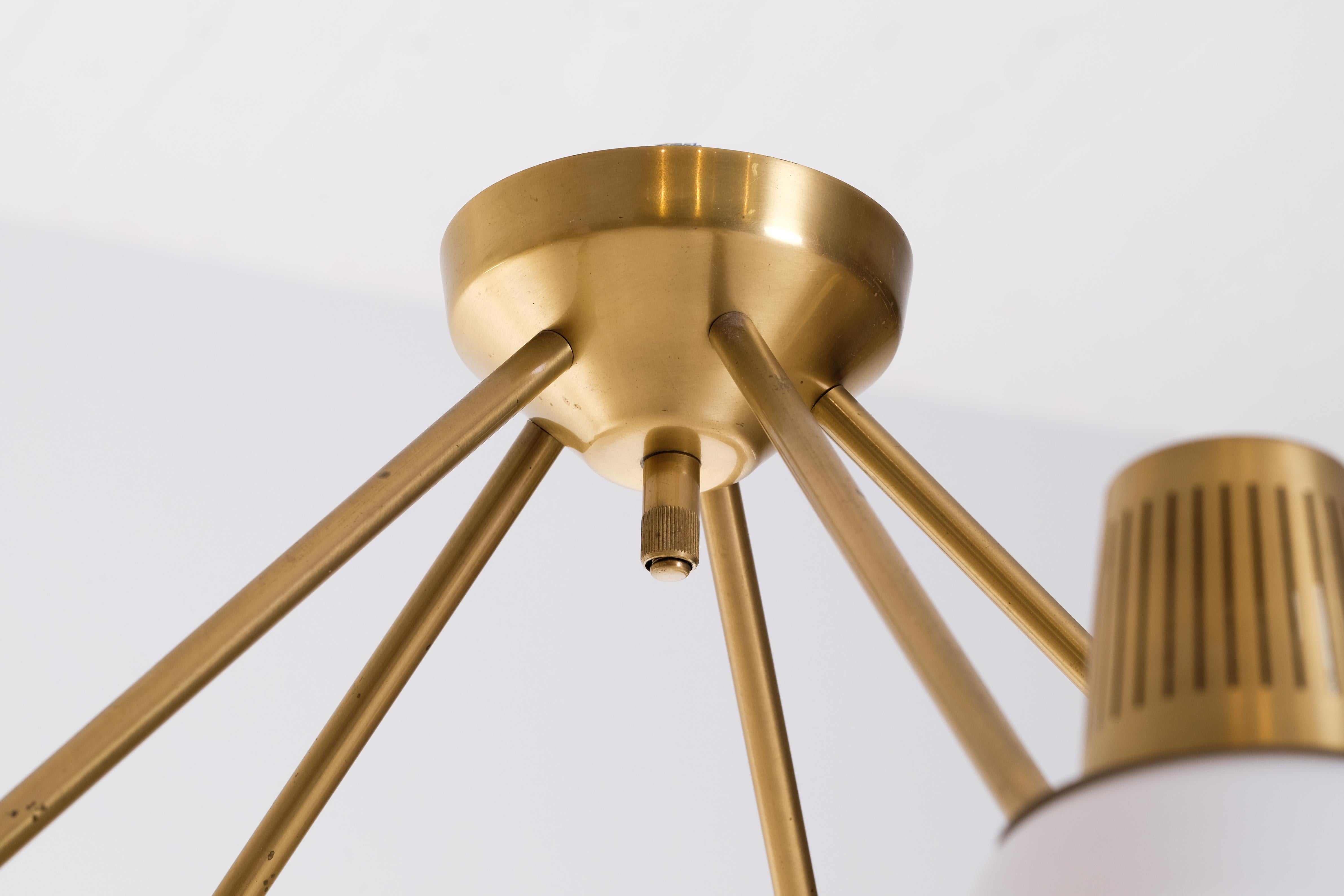 Brass Ceiling Lamp by Hans Bergström, Sweden, 1950s In Good Condition For Sale In Stockholm, SE