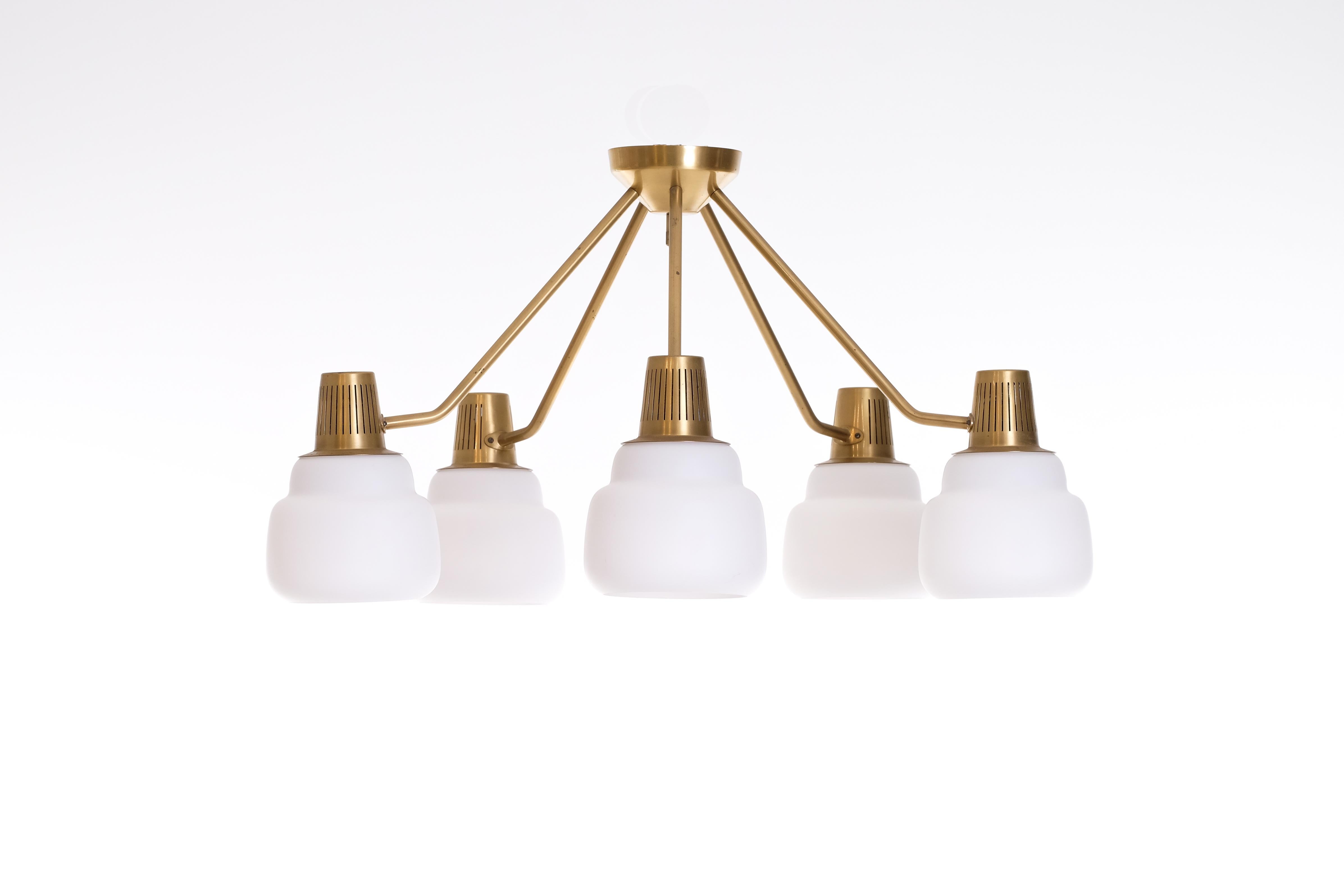 Mid-20th Century Brass Ceiling Lamp by Hans Bergström, Sweden, 1950s For Sale