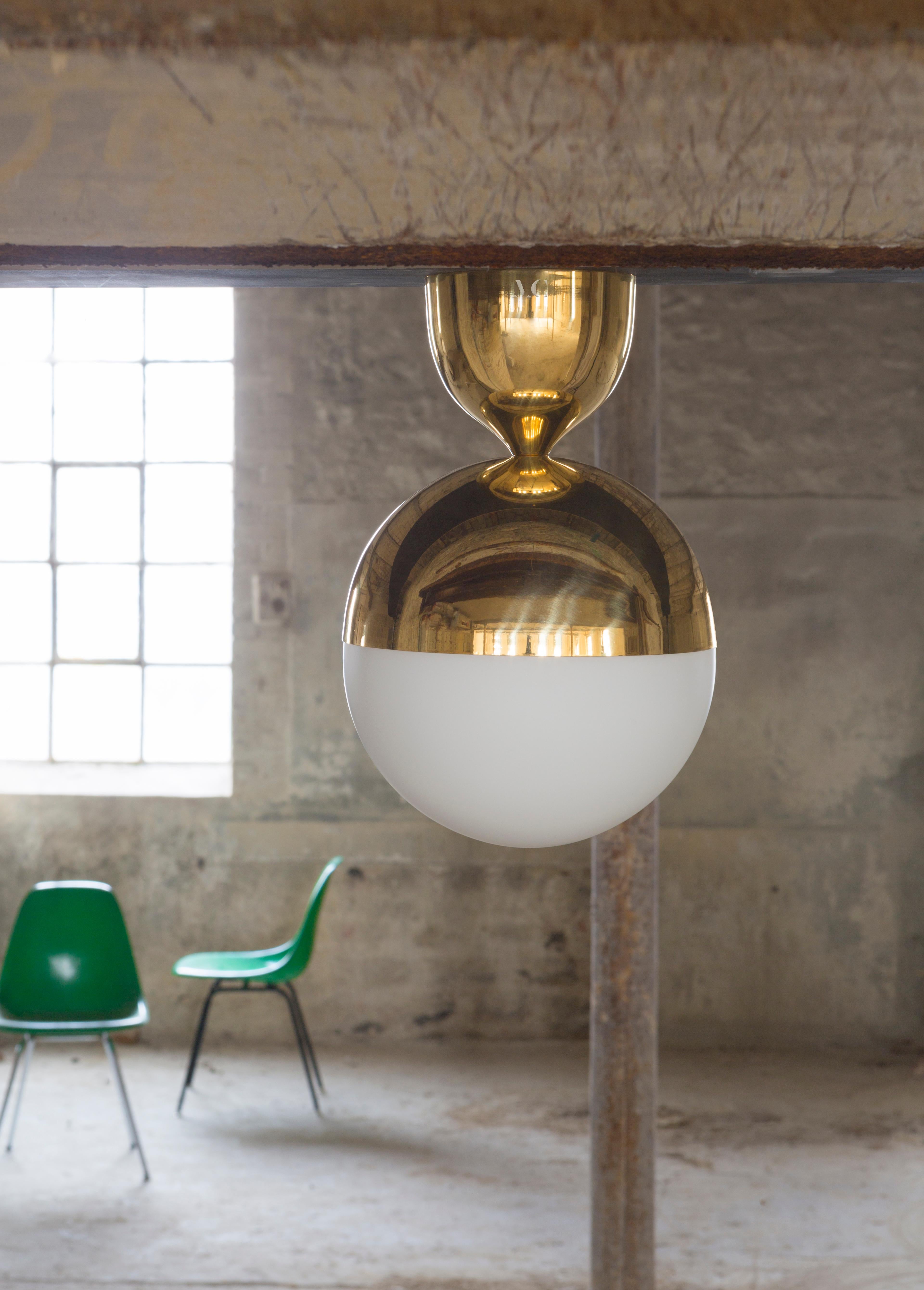 Brass ceiling lamp by Magic Circus Editions
Dimensions: D 25 x W 25 x H 37.5 cm
Materials: brass, mouth blown glass sculpted 


All our lamps can be wired according to each country. If sold to the USA it will be wired for the USA for