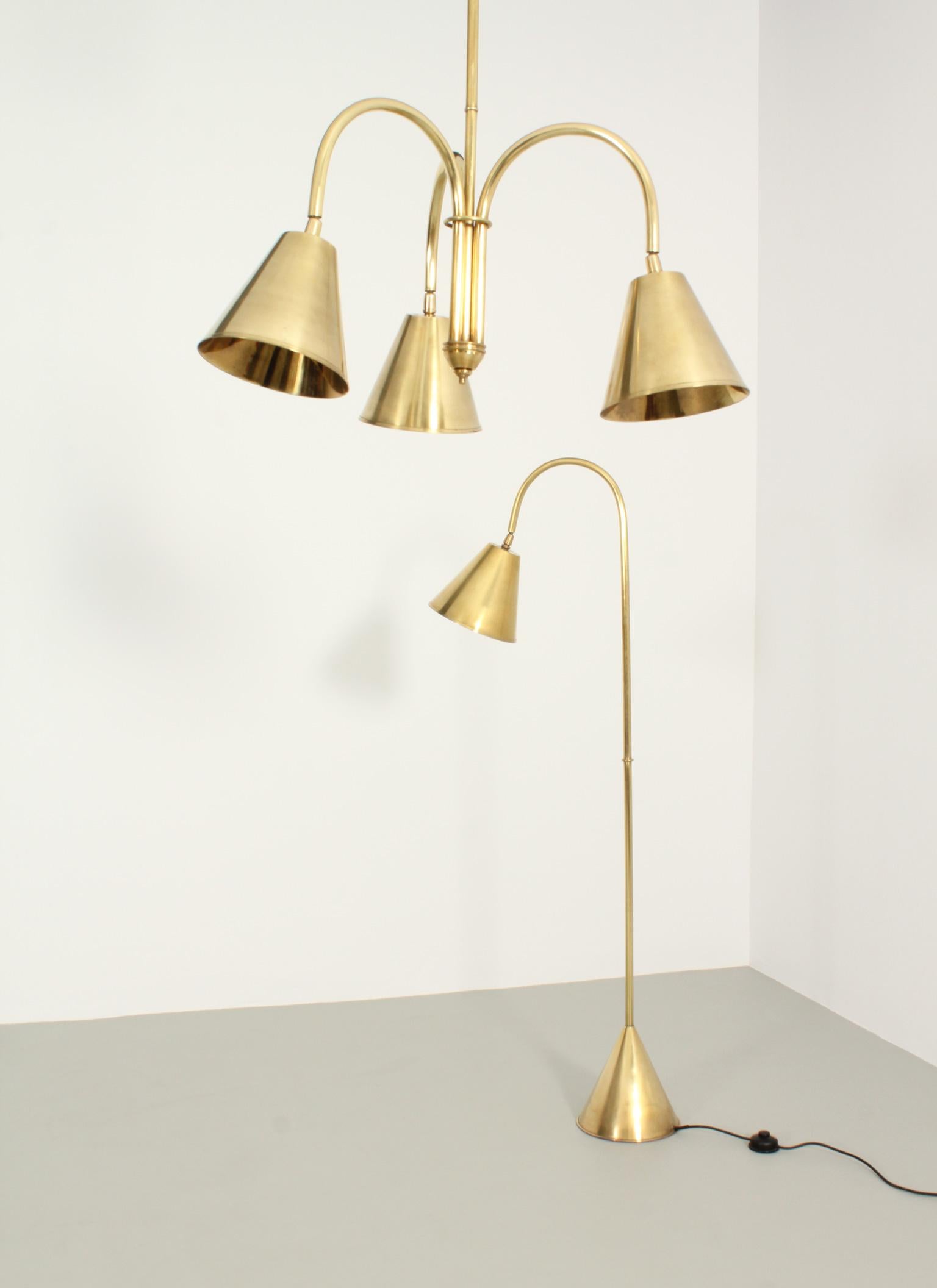 Brass Ceiling Lamp by Valenti, Spain 1950's For Sale 5