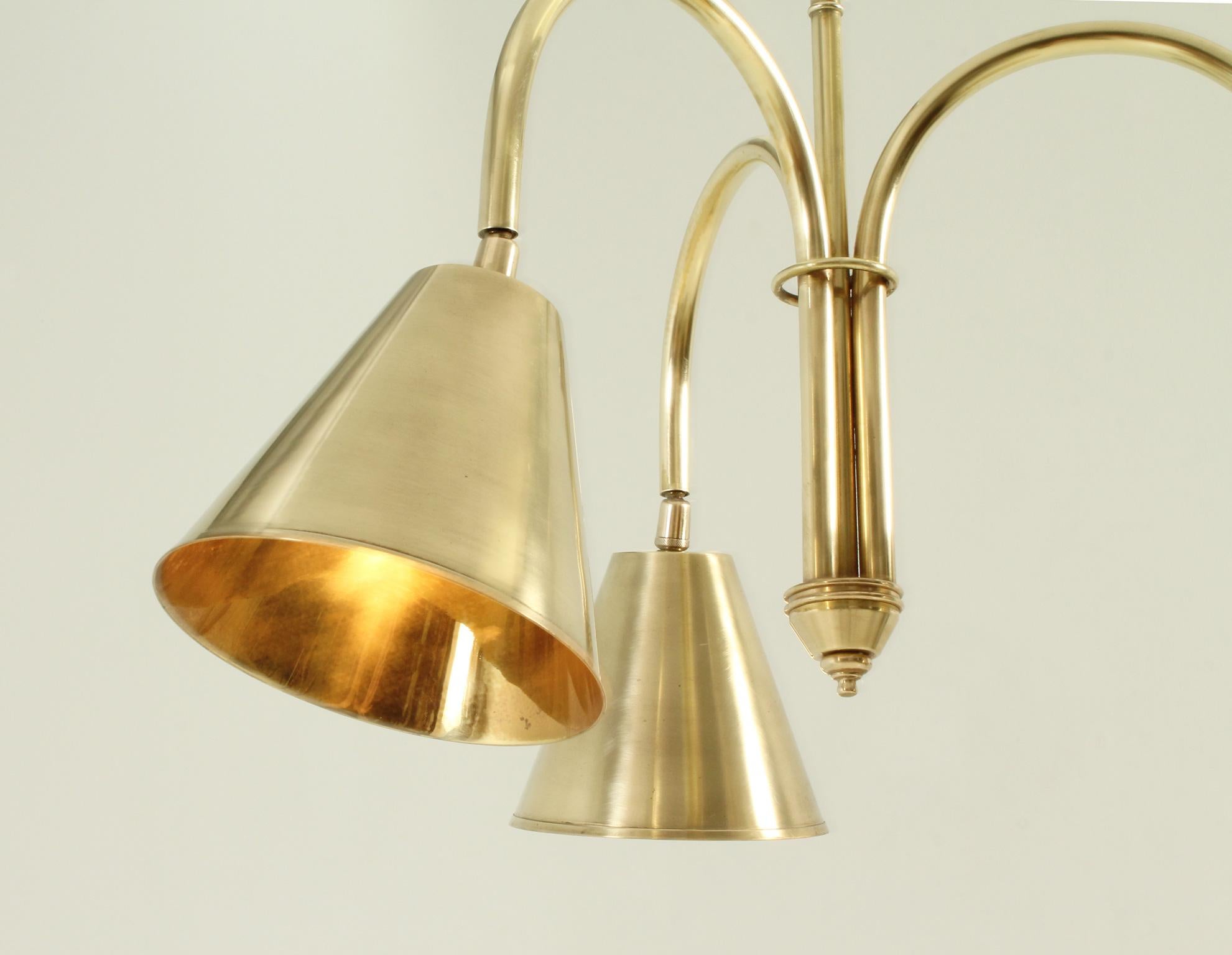 Mid-Century Modern Brass Ceiling Lamp by Valenti, Spain 1950's For Sale