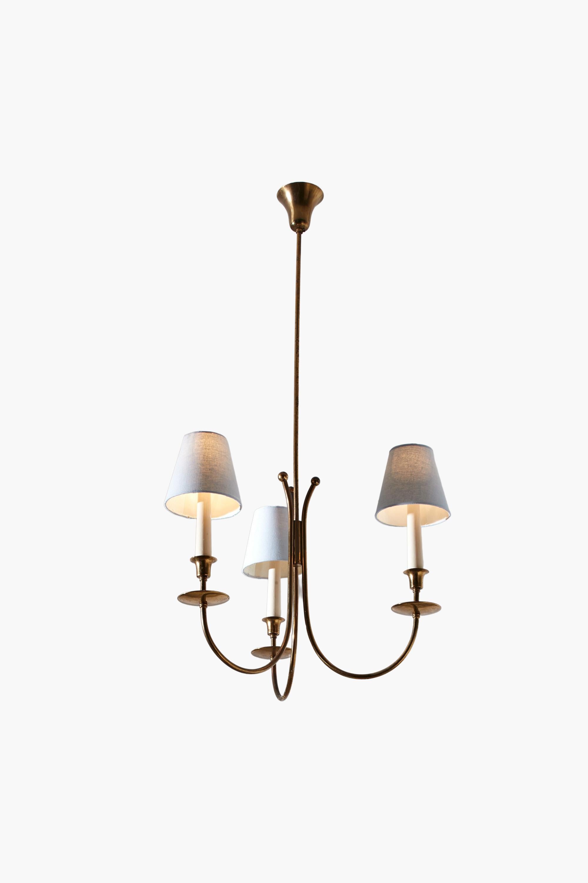 Italian Brass Ceiling Lamp in the manner of Jean Royere For Sale