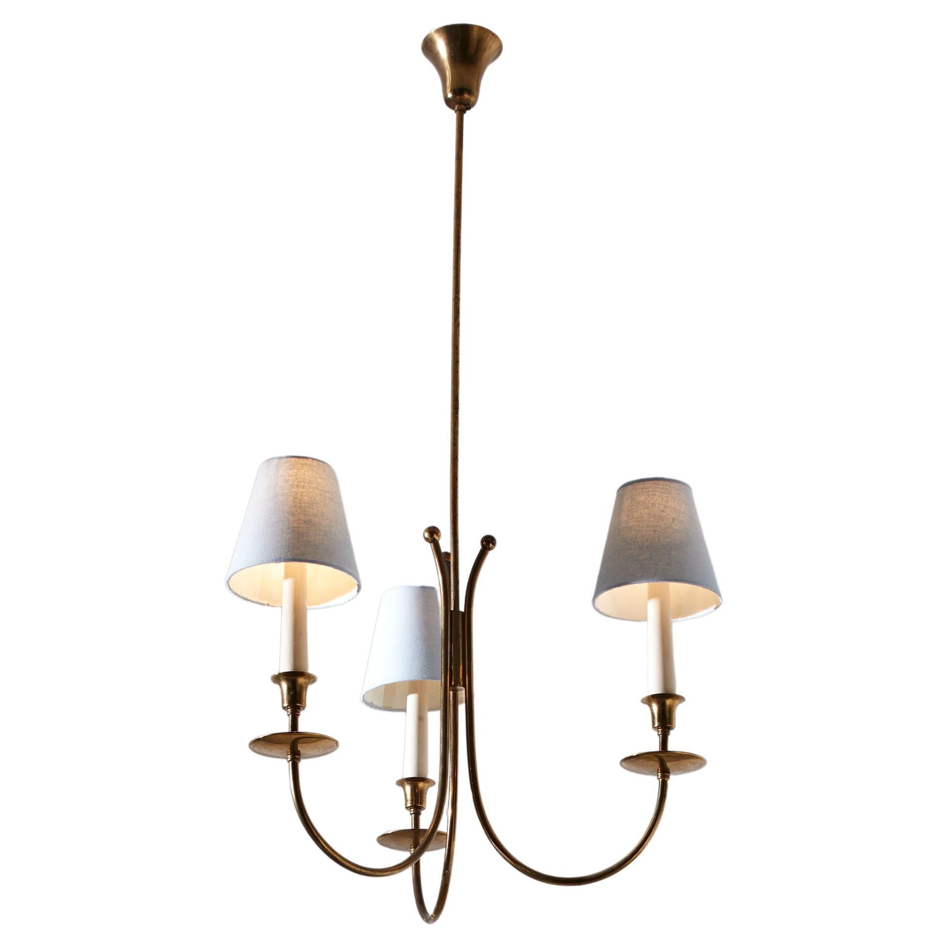 Brass Ceiling Lamp in the manner of Jean Royere For Sale