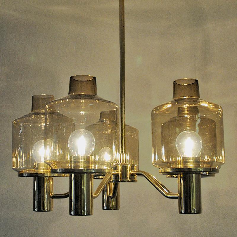 Scandinavian Modern Brass Ceiling Lamp Mod T507 by Hans Agne Jakobsson, Sweden 1960s