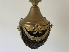 Brass Ceiling Lamp with Glass Stones, 1970s, Germany
