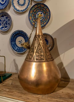 Brass Ceiling Lamp with Openwork Decoration