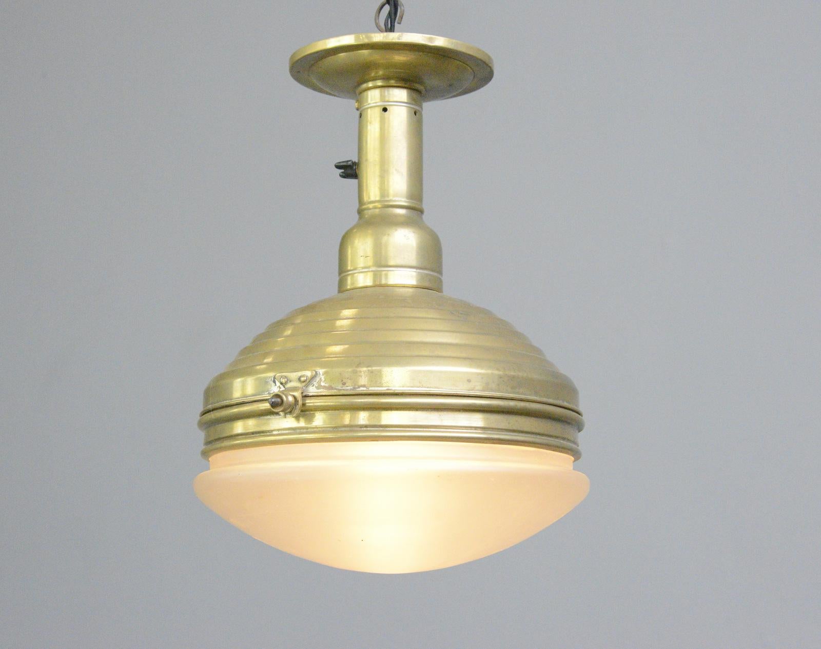 Brass Ceiling Light by Carl Zeiss Jena Circa 1920s 4