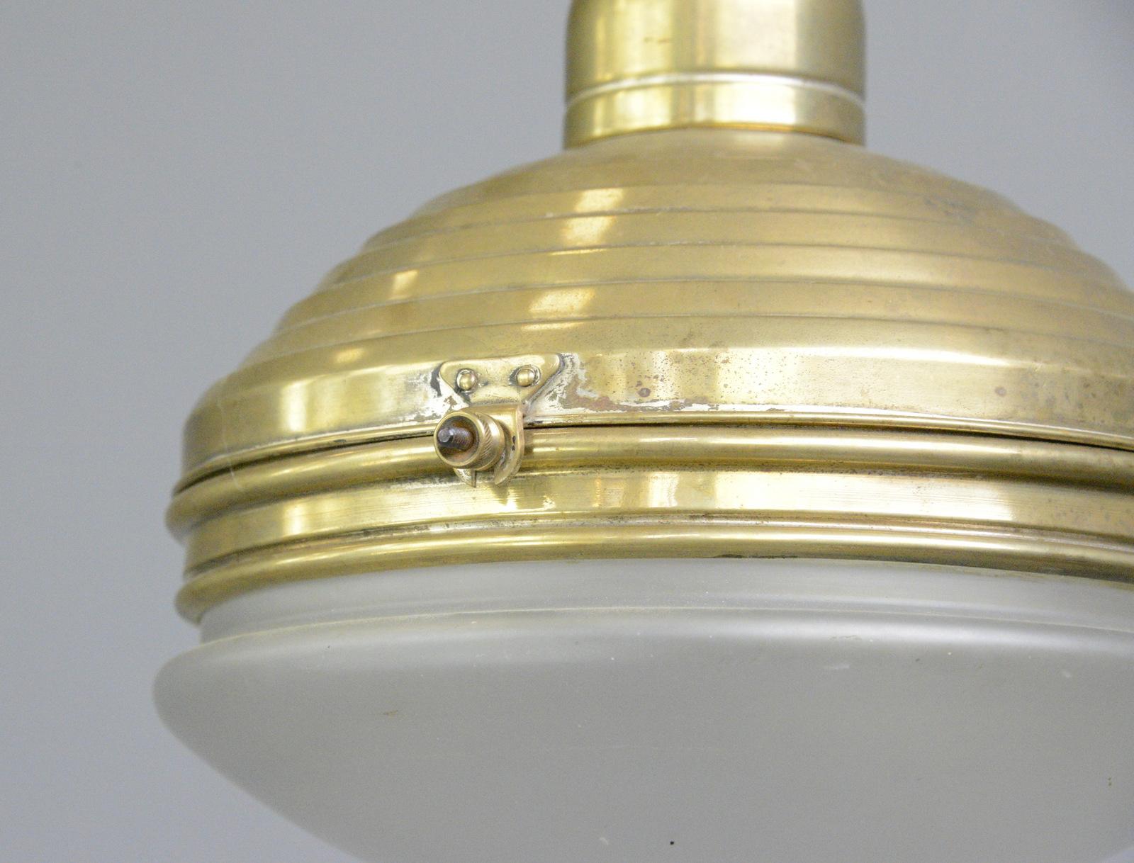 Brass Ceiling Light by Carl Zeiss Jena Circa 1920s In Good Condition In Gloucester, GB