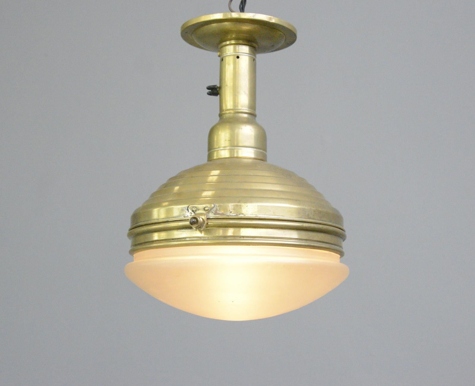 Early 20th Century Brass Ceiling Light by Carl Zeiss Jena Circa 1920s
