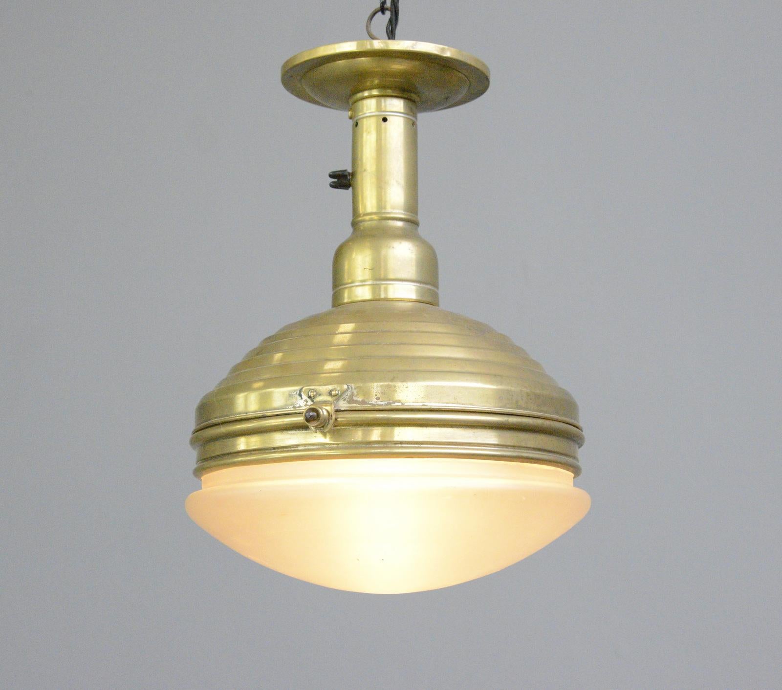 Brass Ceiling Light by Carl Zeiss Jena Circa 1920s 1