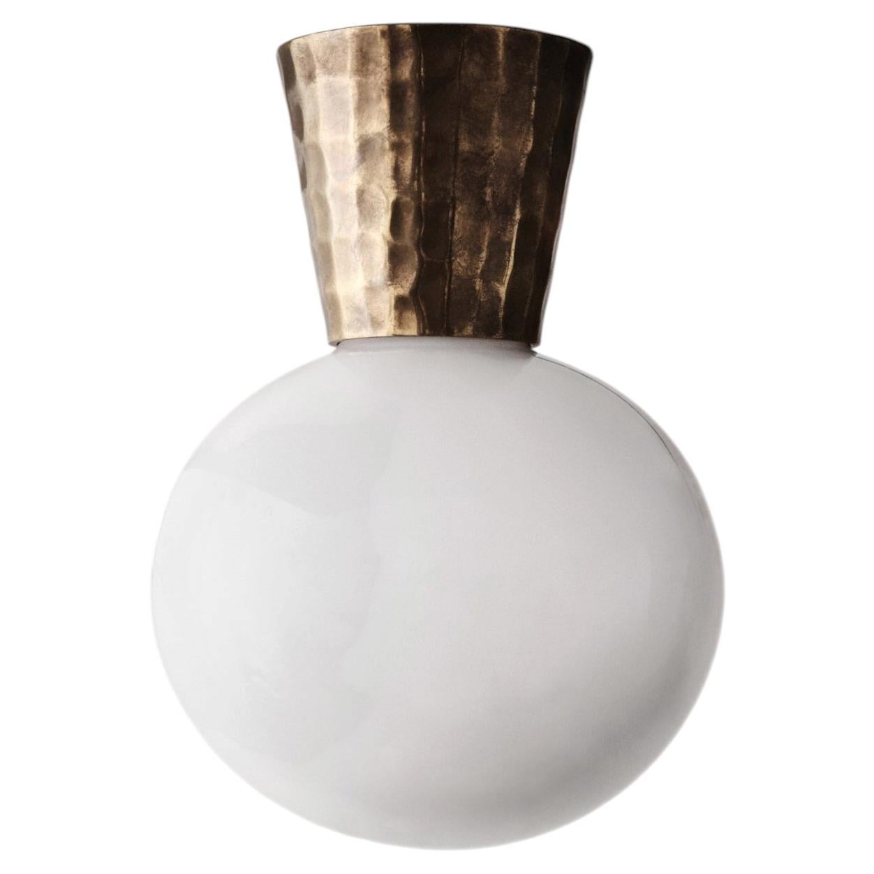 Brass Ceiling Light with Hand-Blown Glass by DUNLIN For Sale