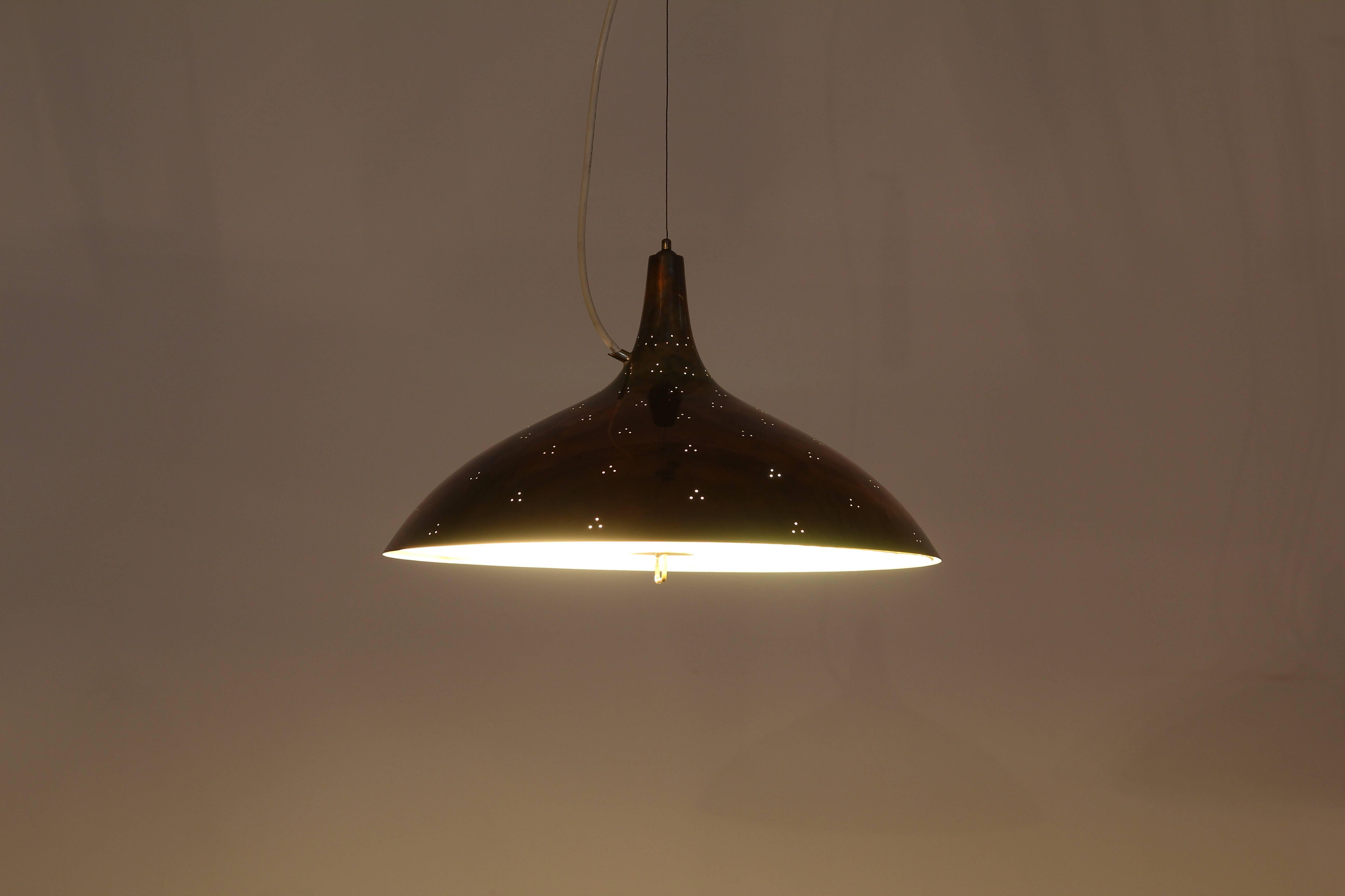 Brass Ceiling Pendant Lamp by Paavo Tynell for Taito Oy , Finland In Good Condition For Sale In Berlin, DE
