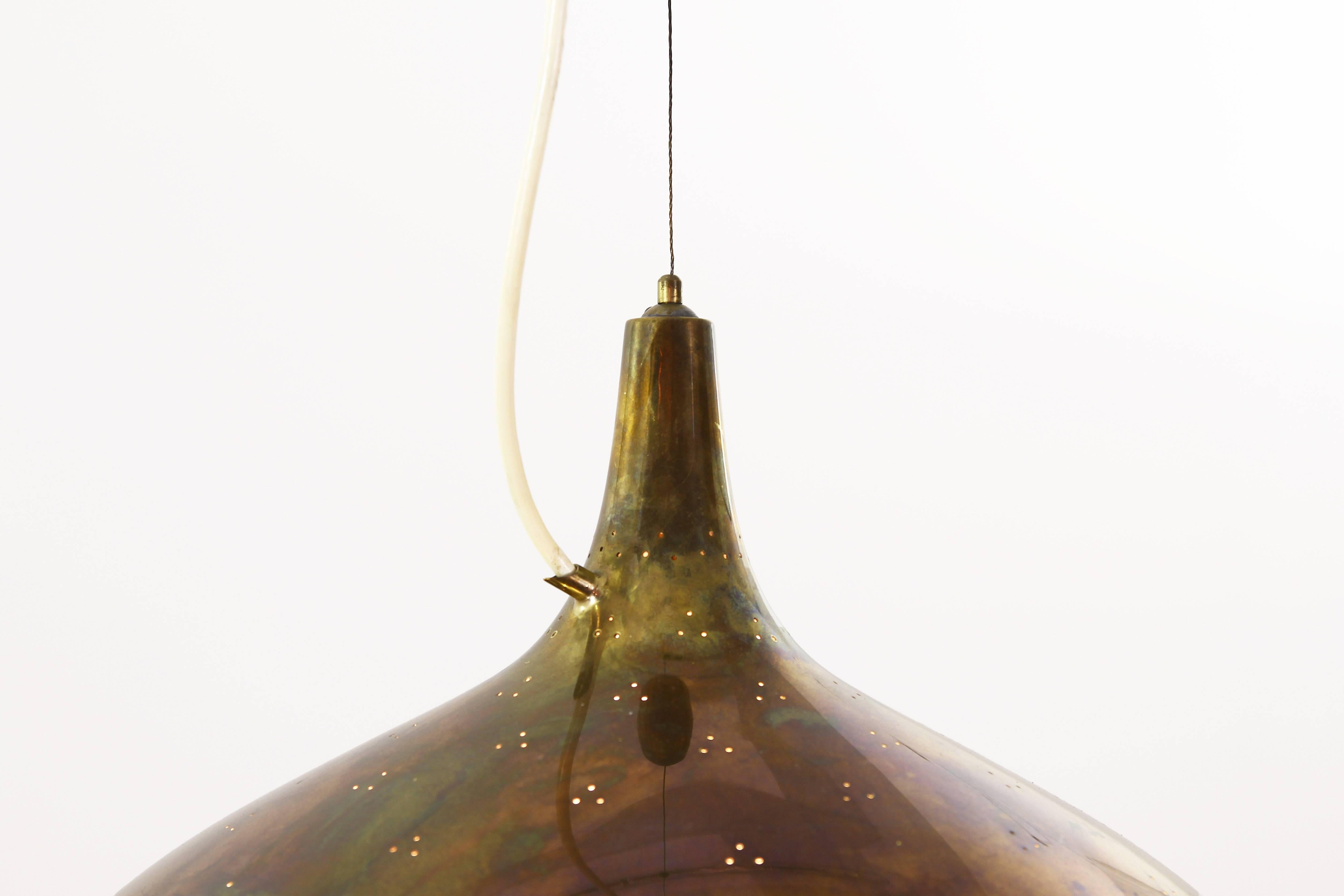 Brass Ceiling Pendant Lamp by Paavo Tynell for Taito Oy , Finland For Sale 1