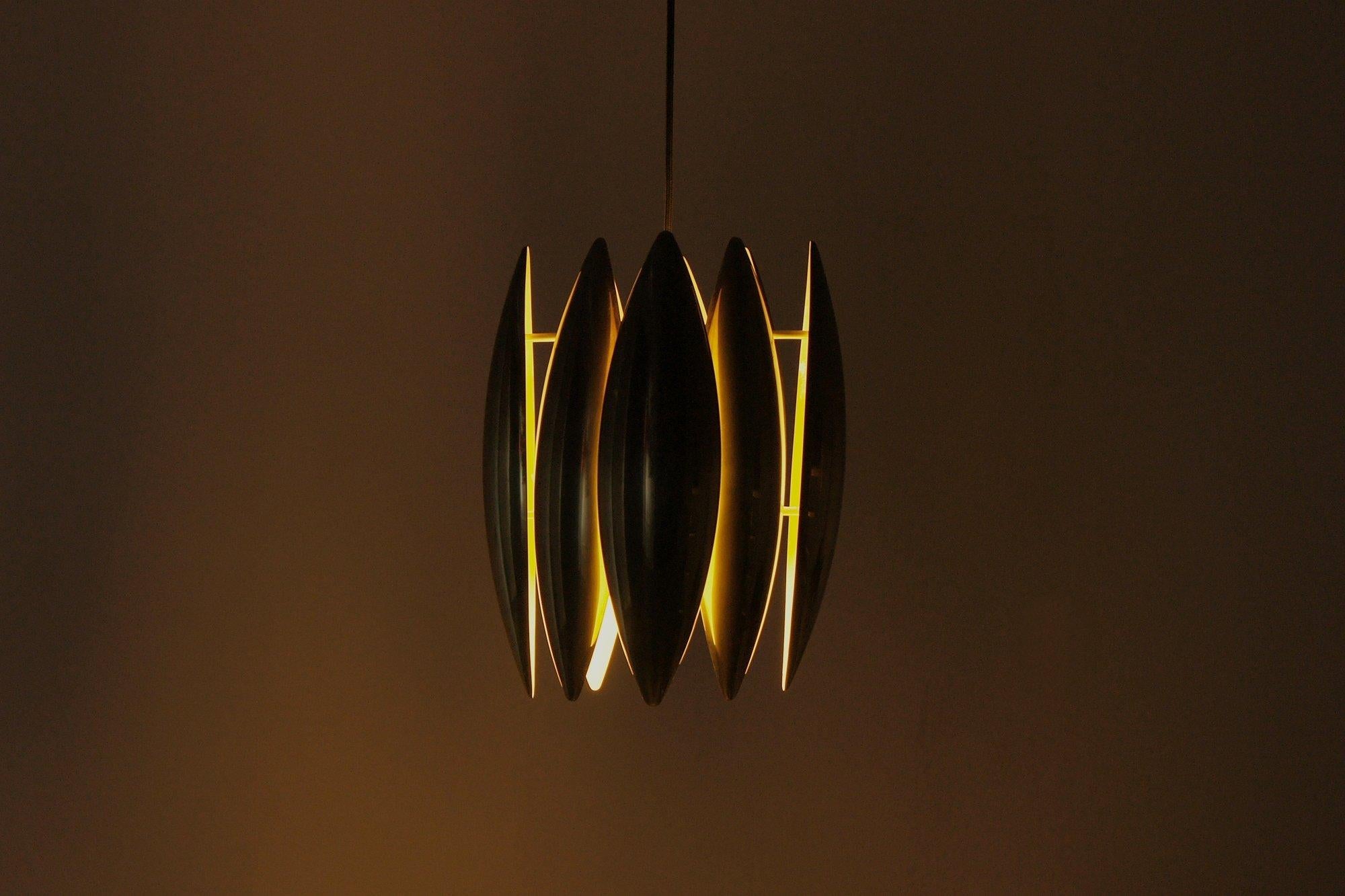 Mid-20th Century Brass Ceiling Pendant Lamp Kastor Design by Jo Hammerborg for Fog & Mørup, 1970s