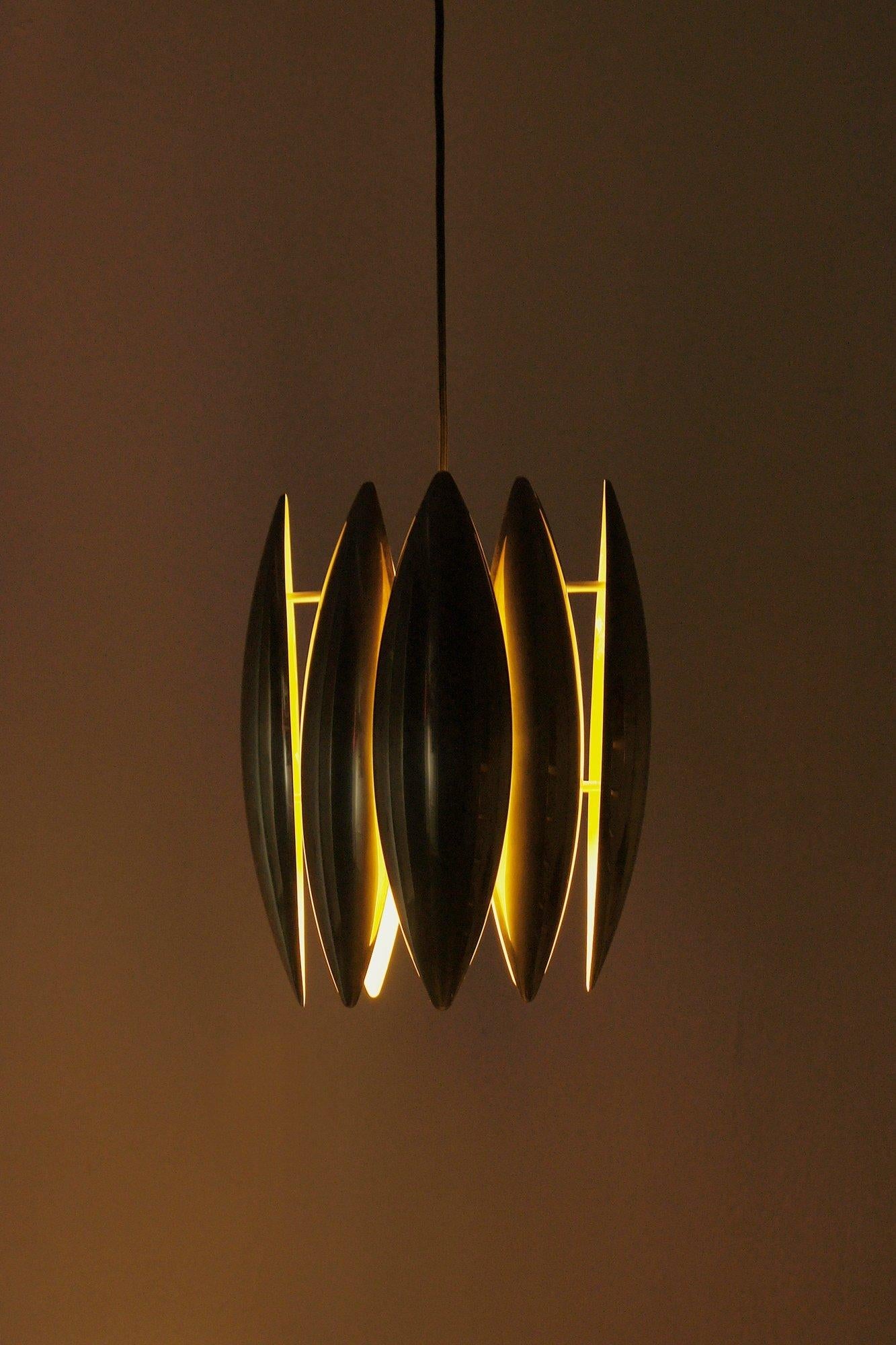 Brass Ceiling Pendant Lamp Kastor Design by Jo Hammerborg for Fog & Mørup, 1970s 1