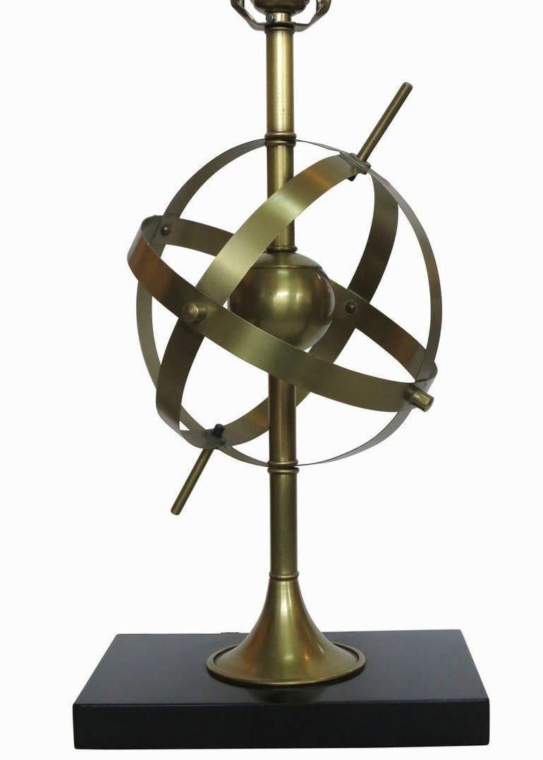 American Brass Celestial Armillary Globe Study Table Lamp, Pair For Sale
