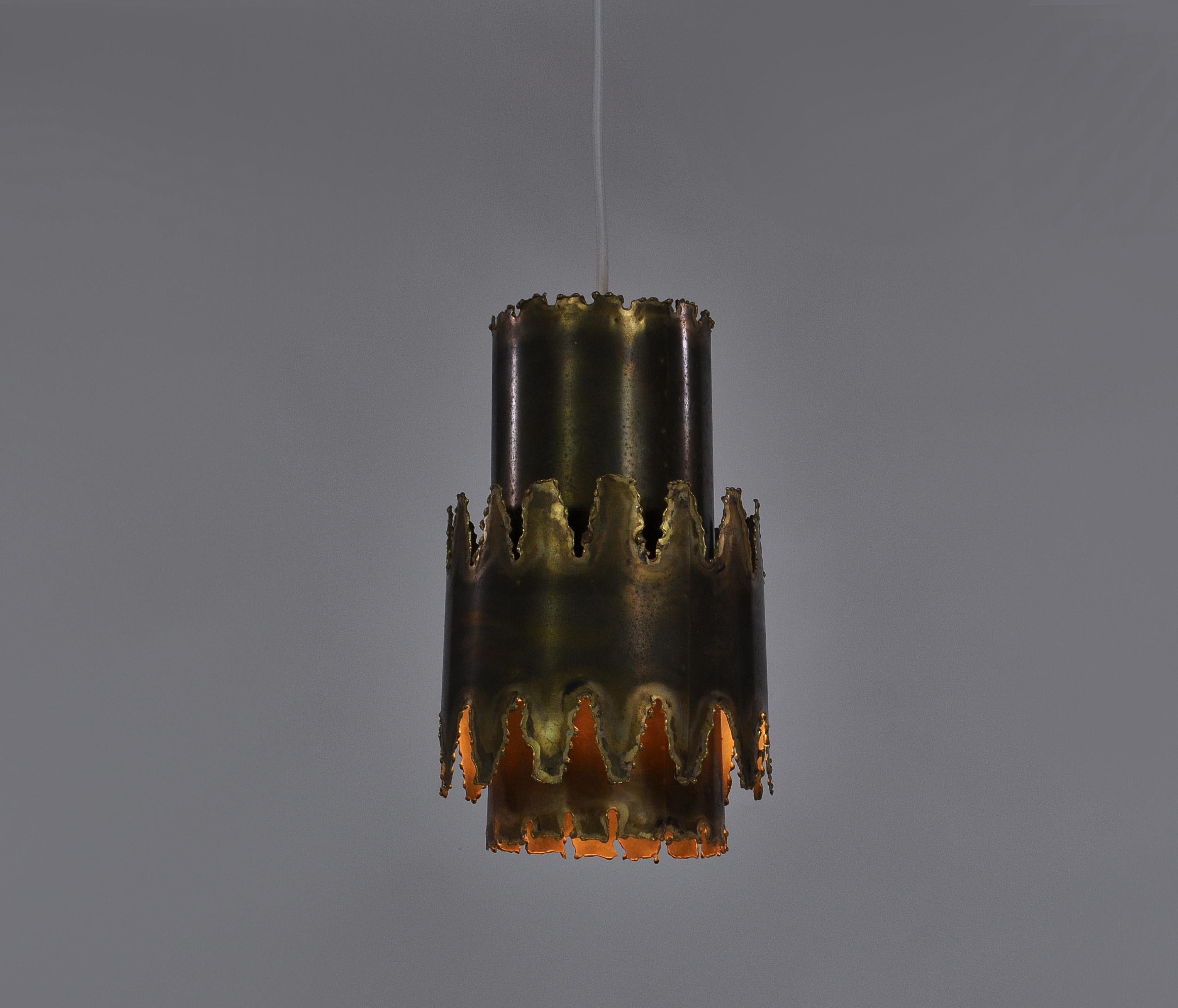 Brass Celing Pendants in Brutalist Style by Svend Aage Holm Sørensen, 1960s In Good Condition For Sale In Odense, DK
