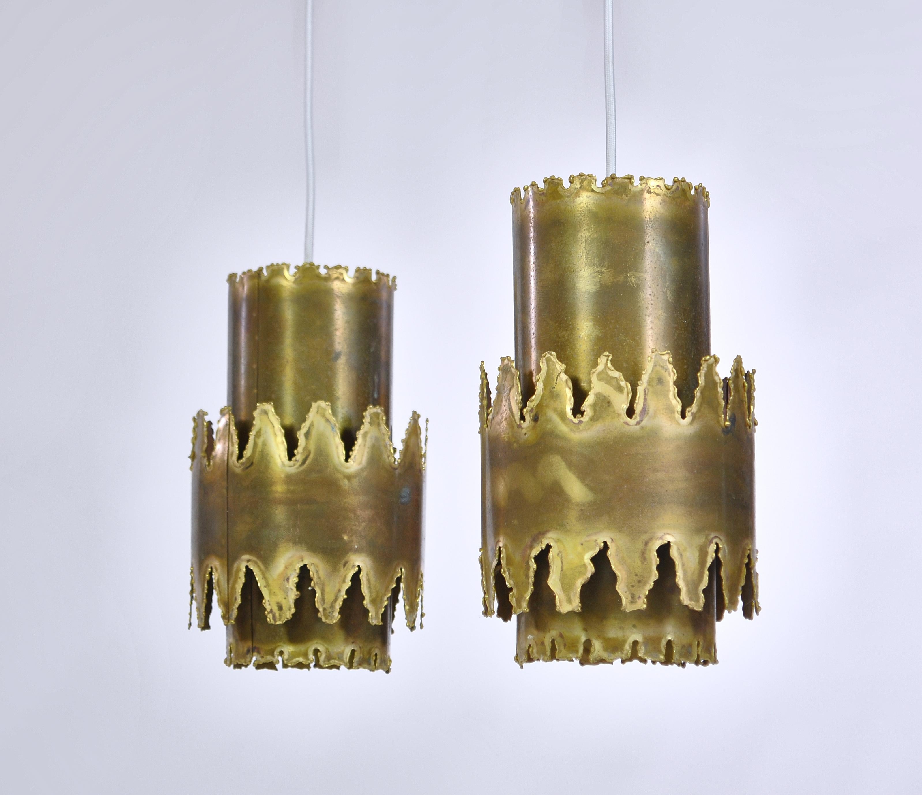 Brass Celing Pendants in Brutalist Style by Svend Aage Holm Sørensen, 1960s For Sale 4