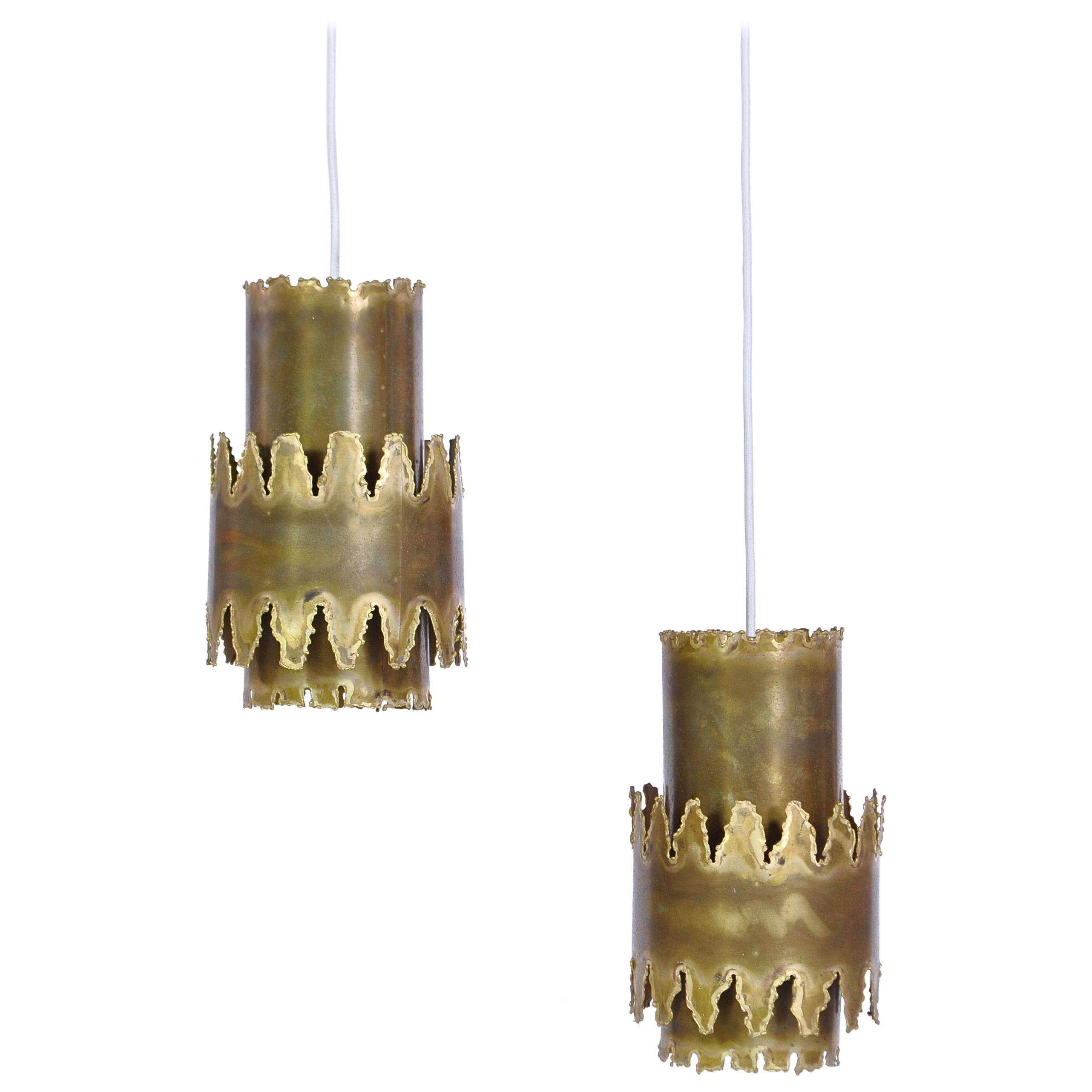 Brass Celing Pendants in Brutalist Style by Svend Aage Holm Sørensen, 1960s For Sale